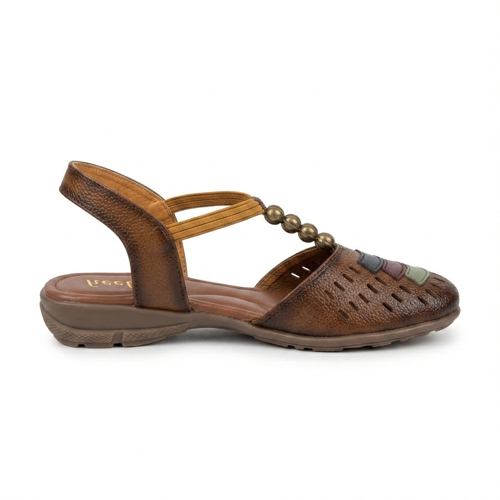 Nida Ethnic Leather Elastic Sandals