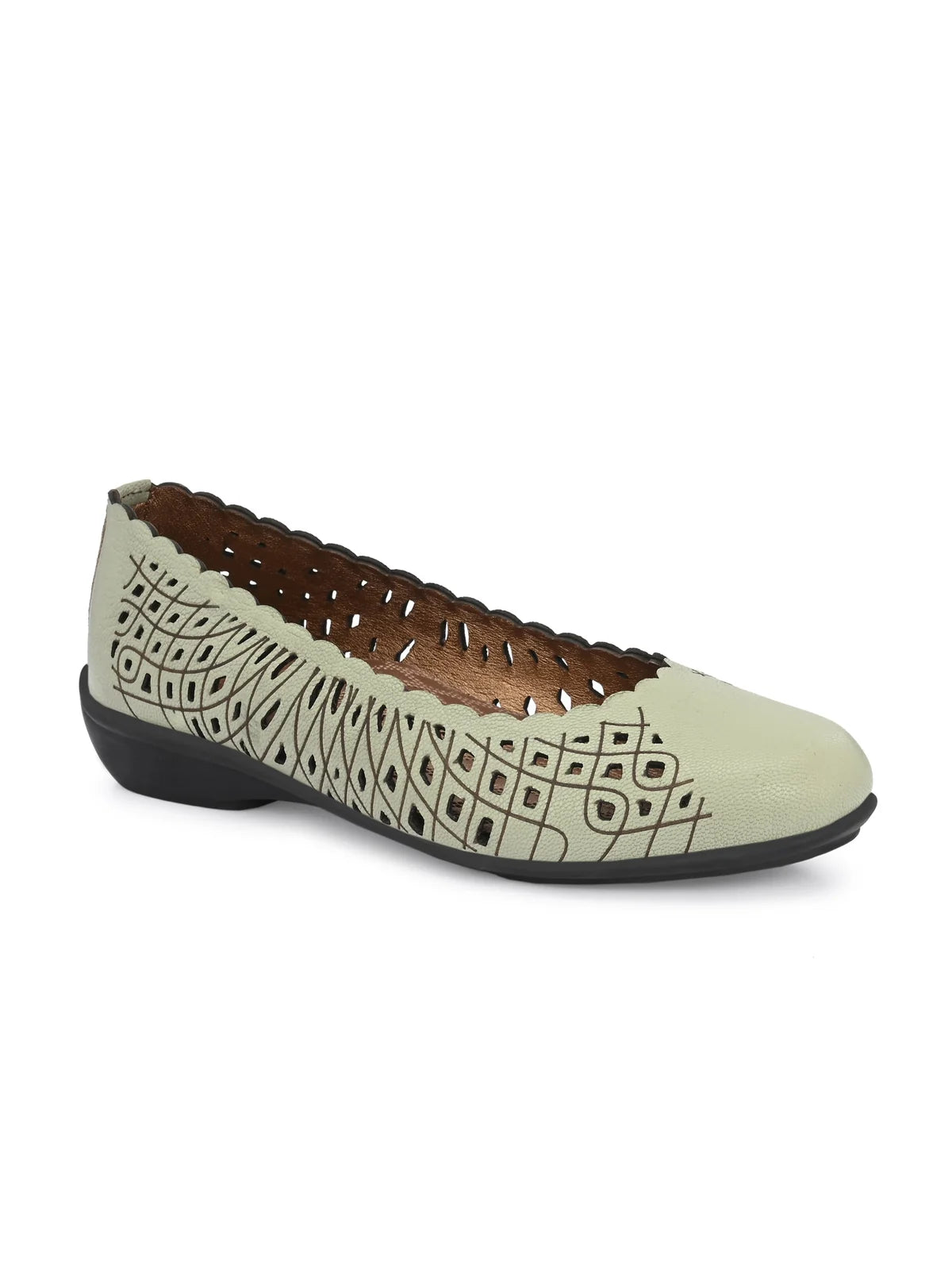 Keisha Perforated Cushioned Leather Ballerinas