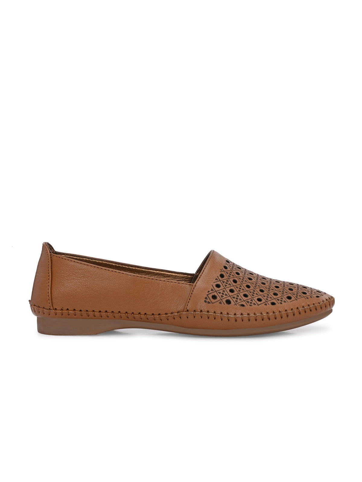 Alvira Perforated Cushioned Leather Ballerinas