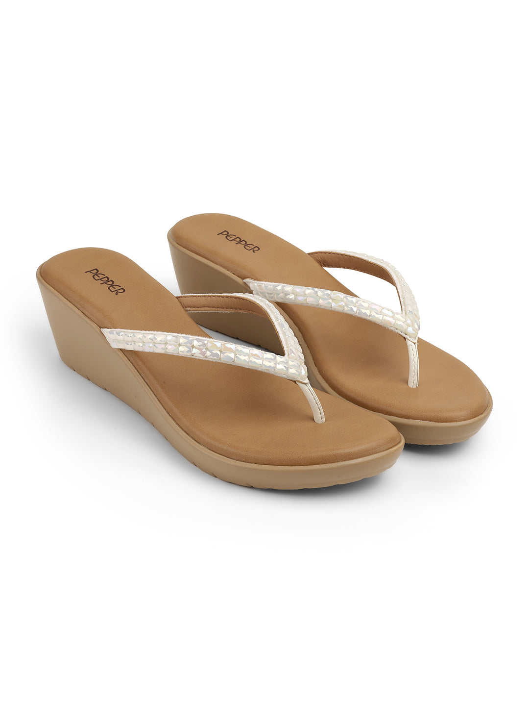 Mireta Embellished Comfort V Wedge Heel Slippers