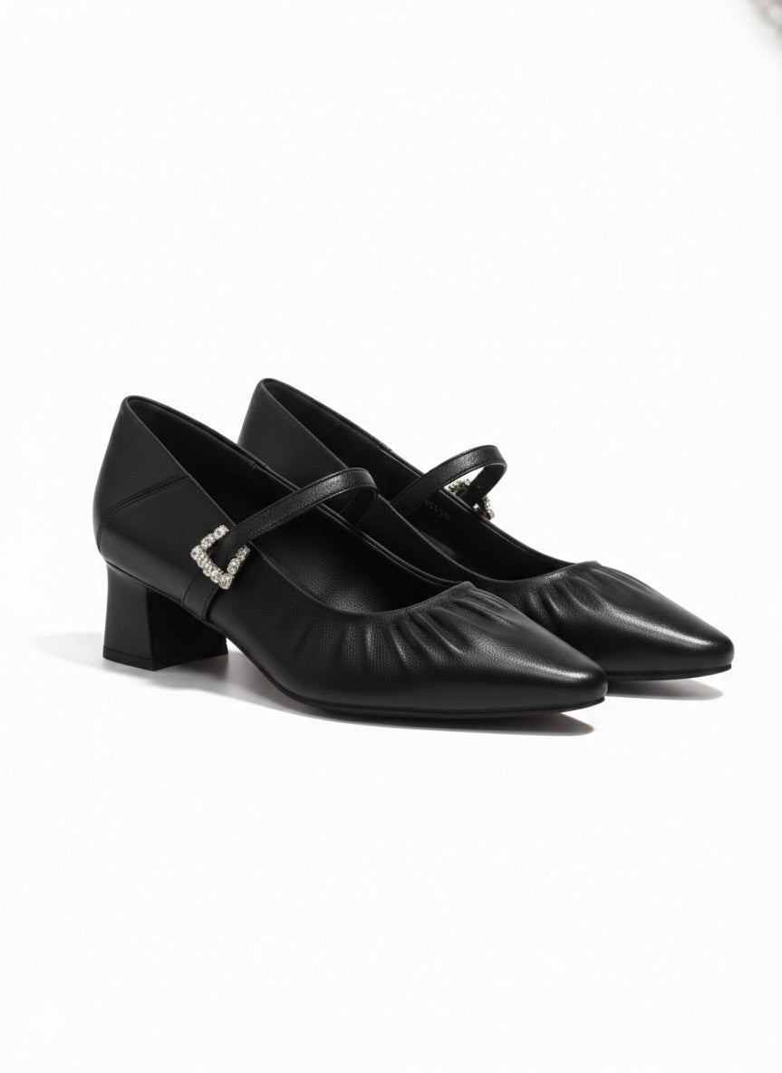 Florence Premium Leather Mary Jane Block Heels