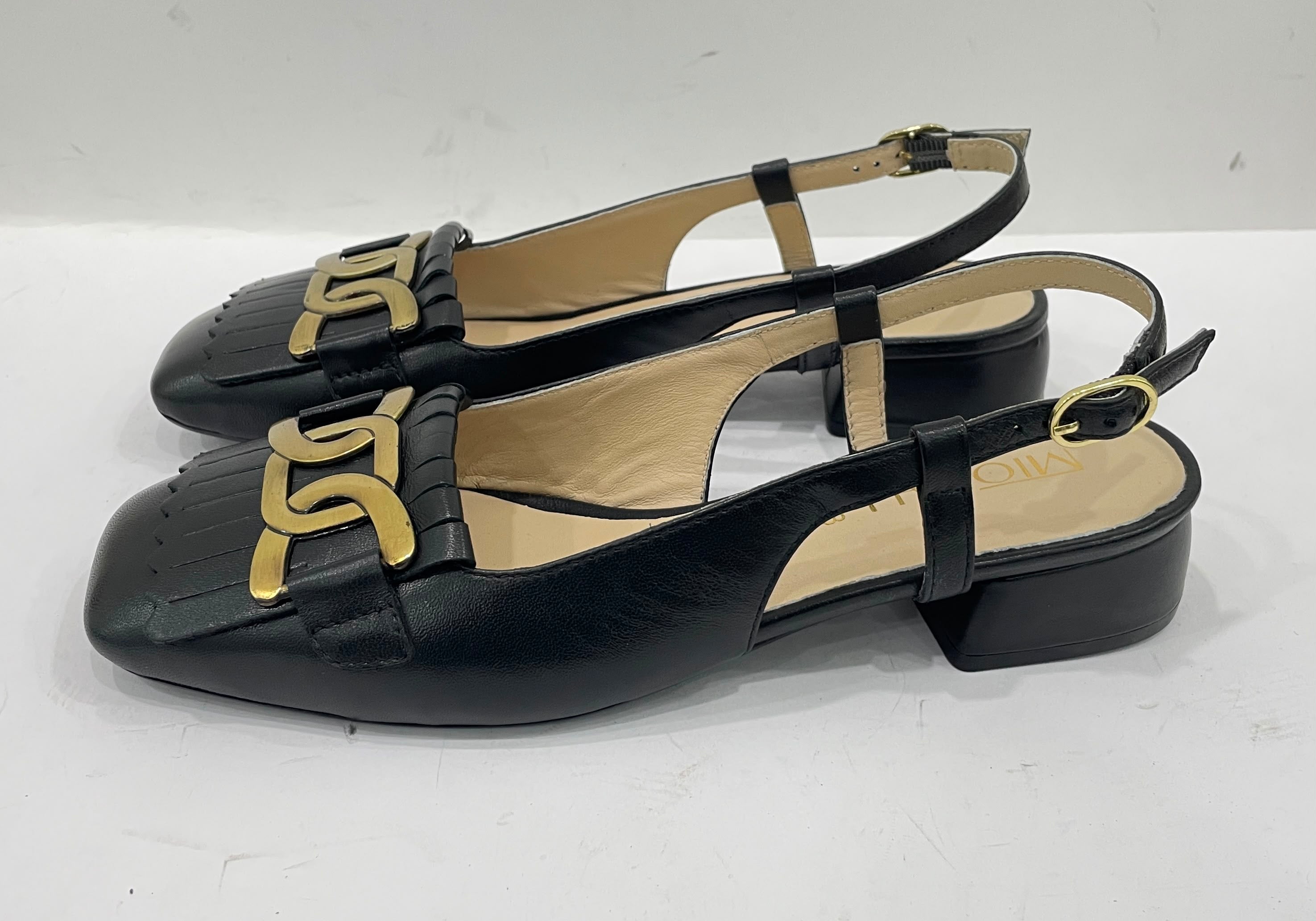 ASTRA Premium Leather Slingback Block Heel Ballerinas
