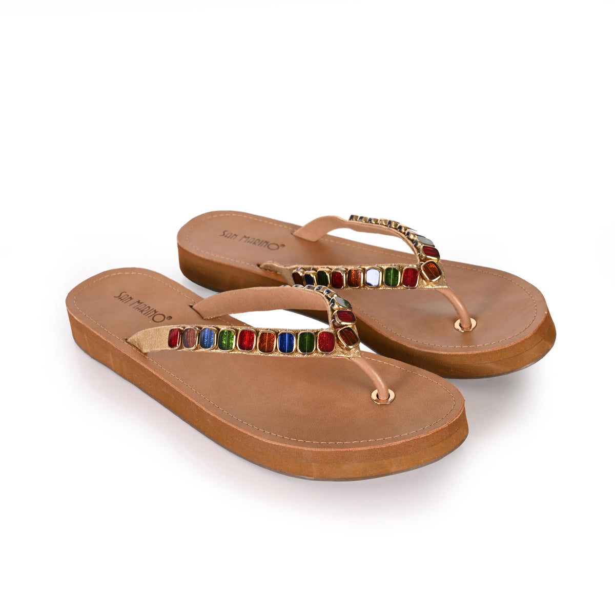 Novelli Cushioned Beads V Strap Slippers