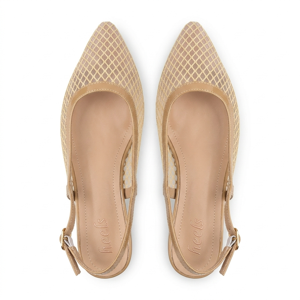Medusa Mesh Sling Back Mid Block Heel Ballerinas - The Heels India