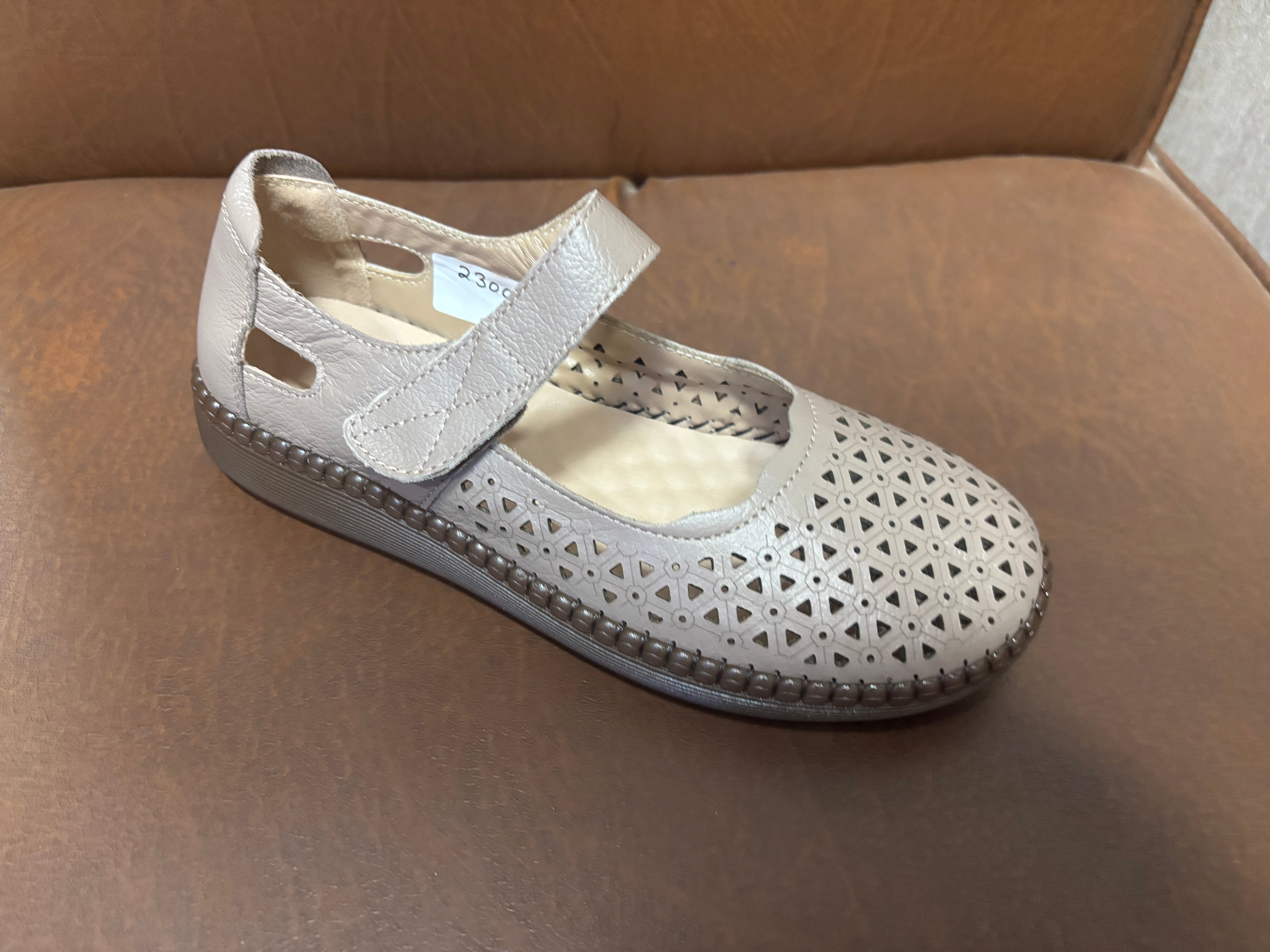 Melissa Leather Velcro Strap Perforated Cushioned Loafers