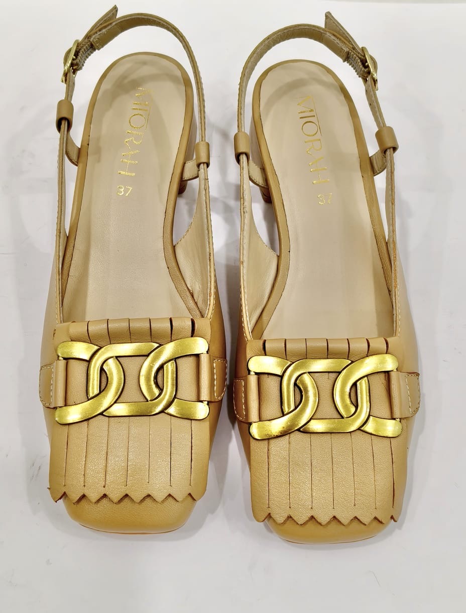 ASTRA Premium Leather Slingback Block Heel Ballerinas - The Heels India