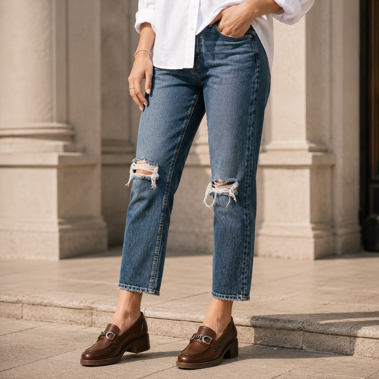 Kelly Premium Leather Mid Heel Loafers