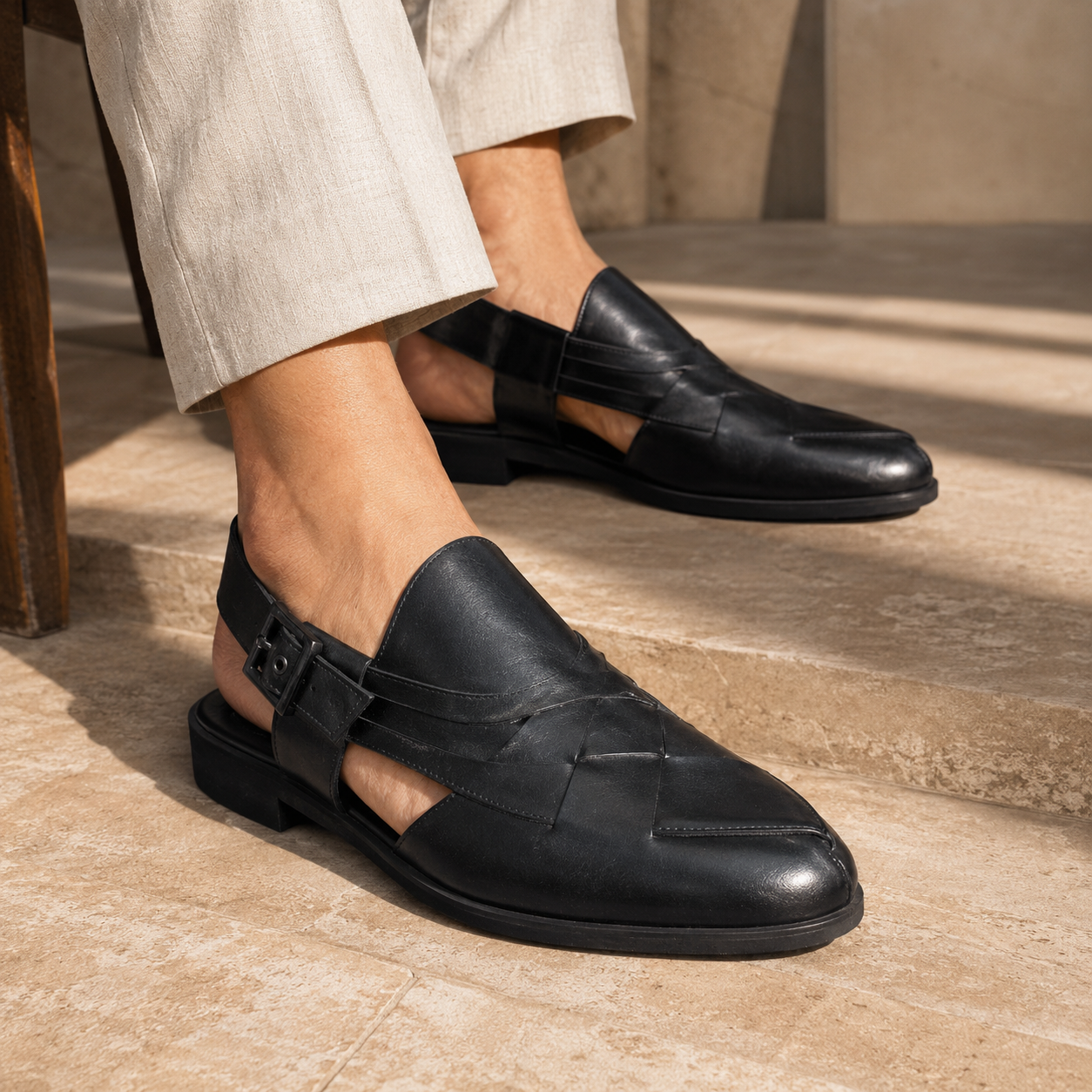 Declan Leather Ethnic Peshawari Sandals