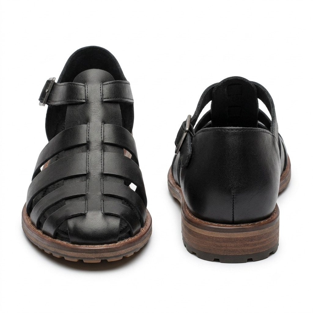 Romano Woven Leather Cage Sandal