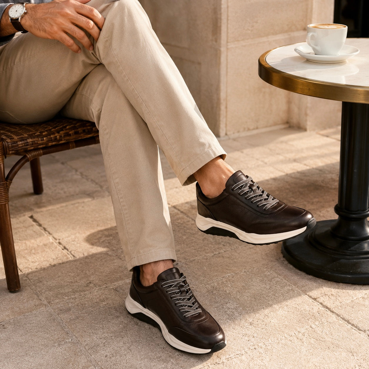 Kai Premium Leather Lace Up Sneakers