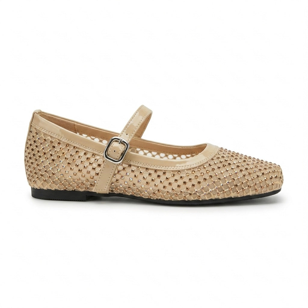 Olivia Premium Mesh Flat Mary Jane Ballerinas
