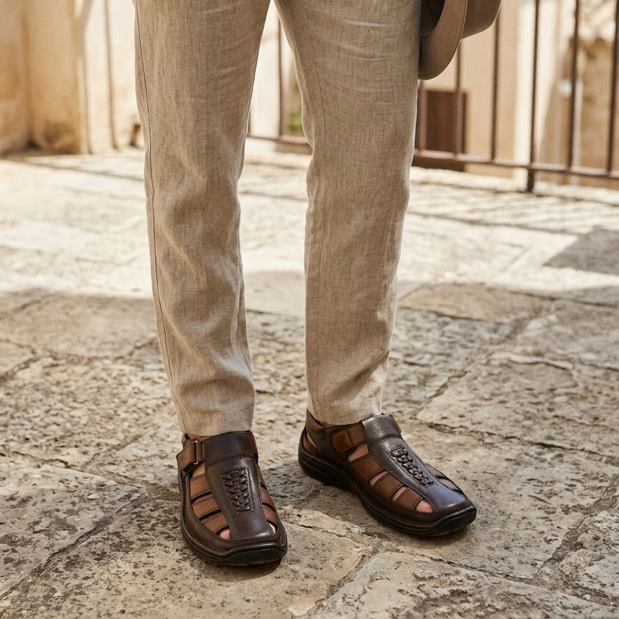 Demarzio Leather Roman Sandals - The Heels India
