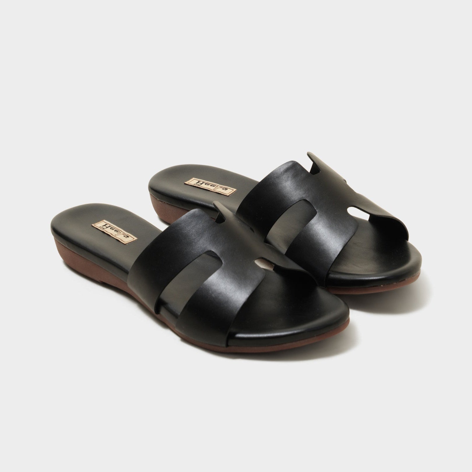 Harper Black Cushion Sliders - The Heels India