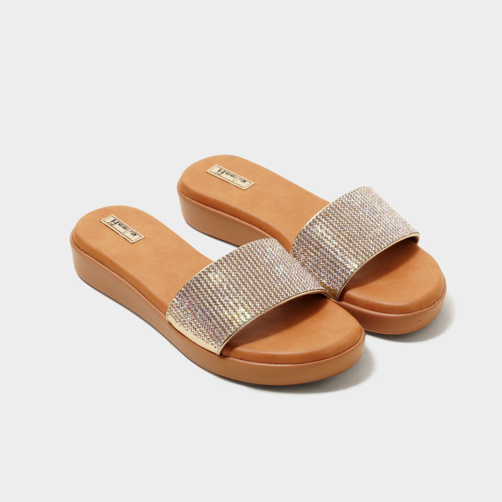 Elizabeth Gold Wedge Sliders - The Heels India