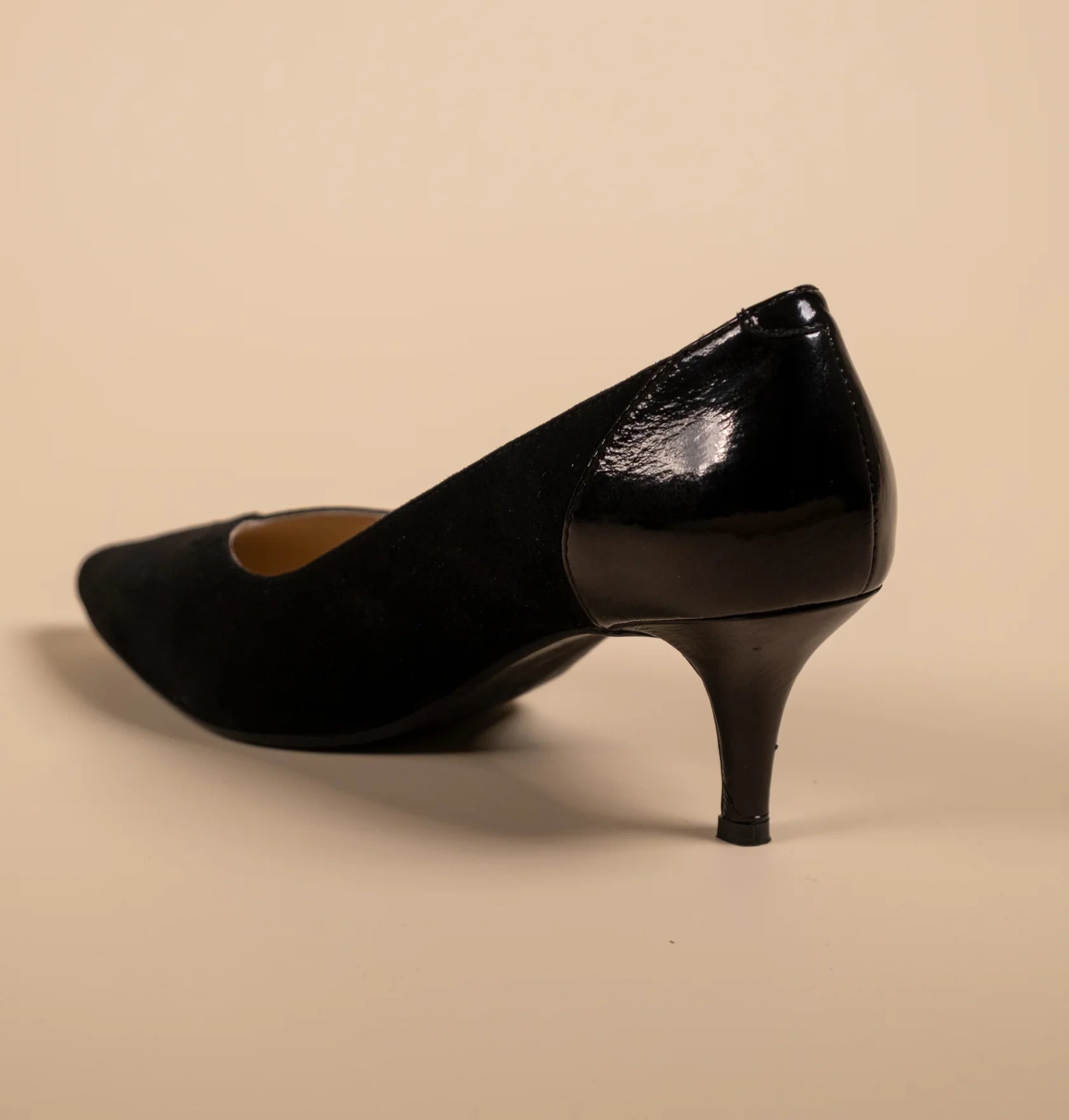 KYLIE Premium Leather Suede / Patent Kitten Heel Pumps - The Heels India