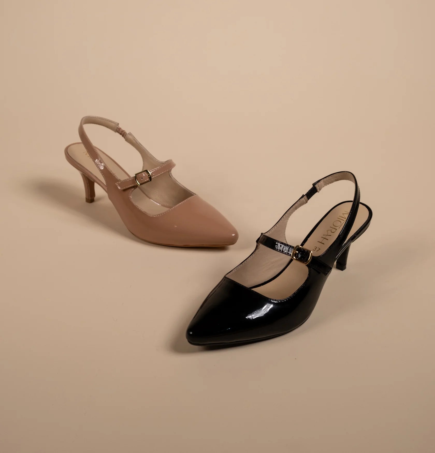 BRIZA Premium Leather Slingback Kitten Heels - The Heels India