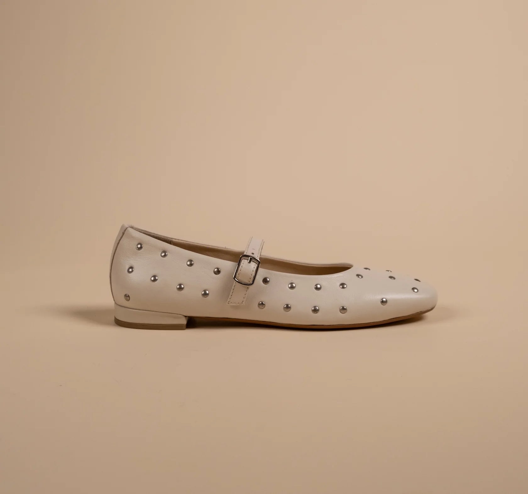 DIVA Premium Leather Flat Stud Mary Jane Ballerinas - The Heels India