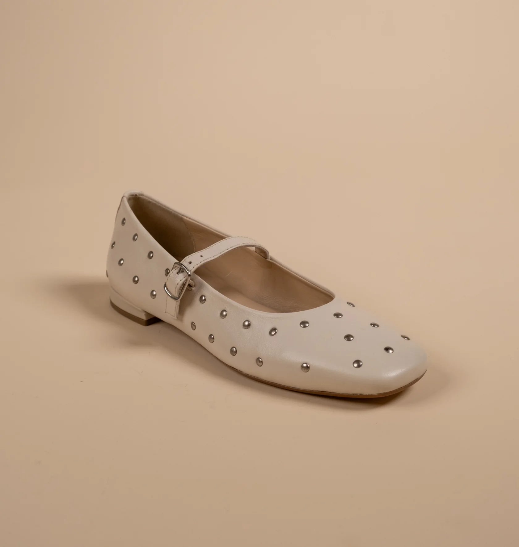 DIVA Premium Leather Flat Stud Mary Jane Ballerinas - The Heels India
