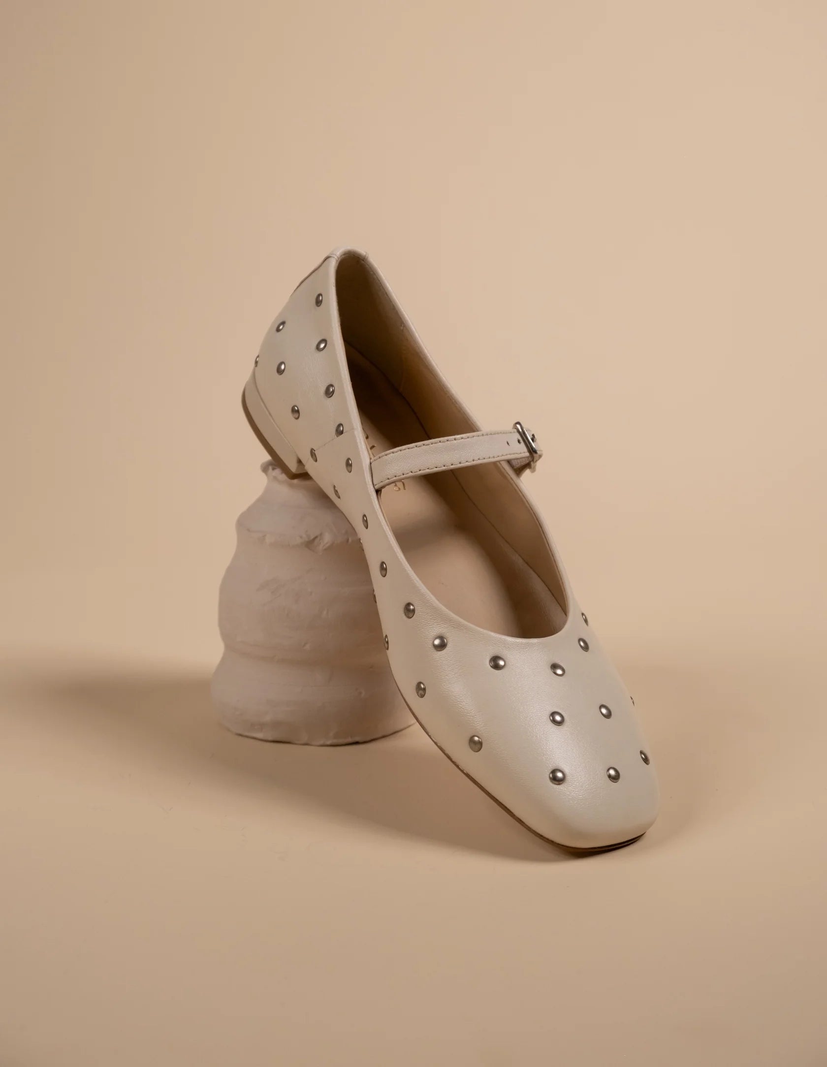 DIVA Premium Leather Flat Stud Mary Jane Ballerinas - The Heels India