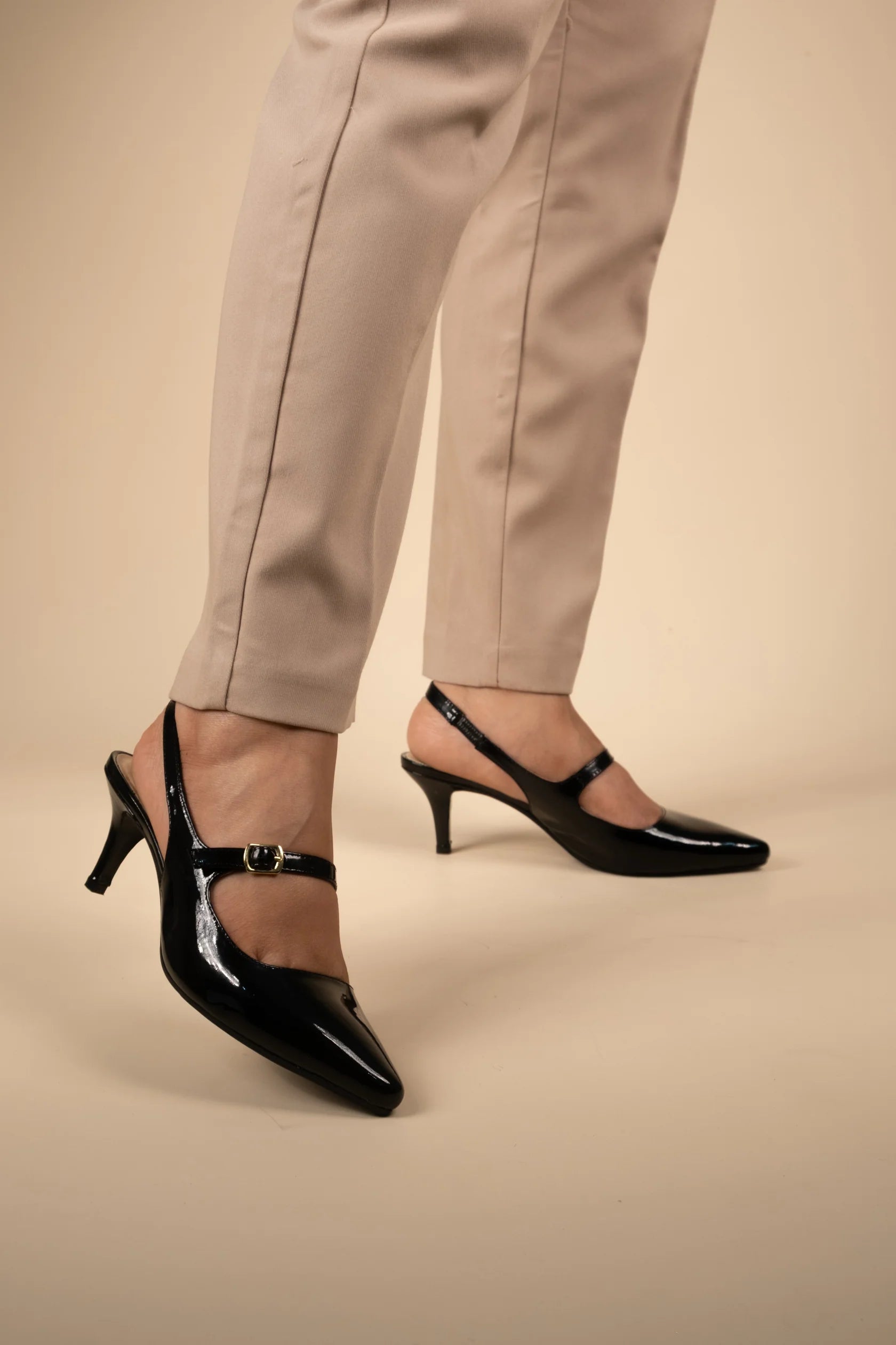 BRIZA Premium Leather Slingback Kitten Heels - The Heels India