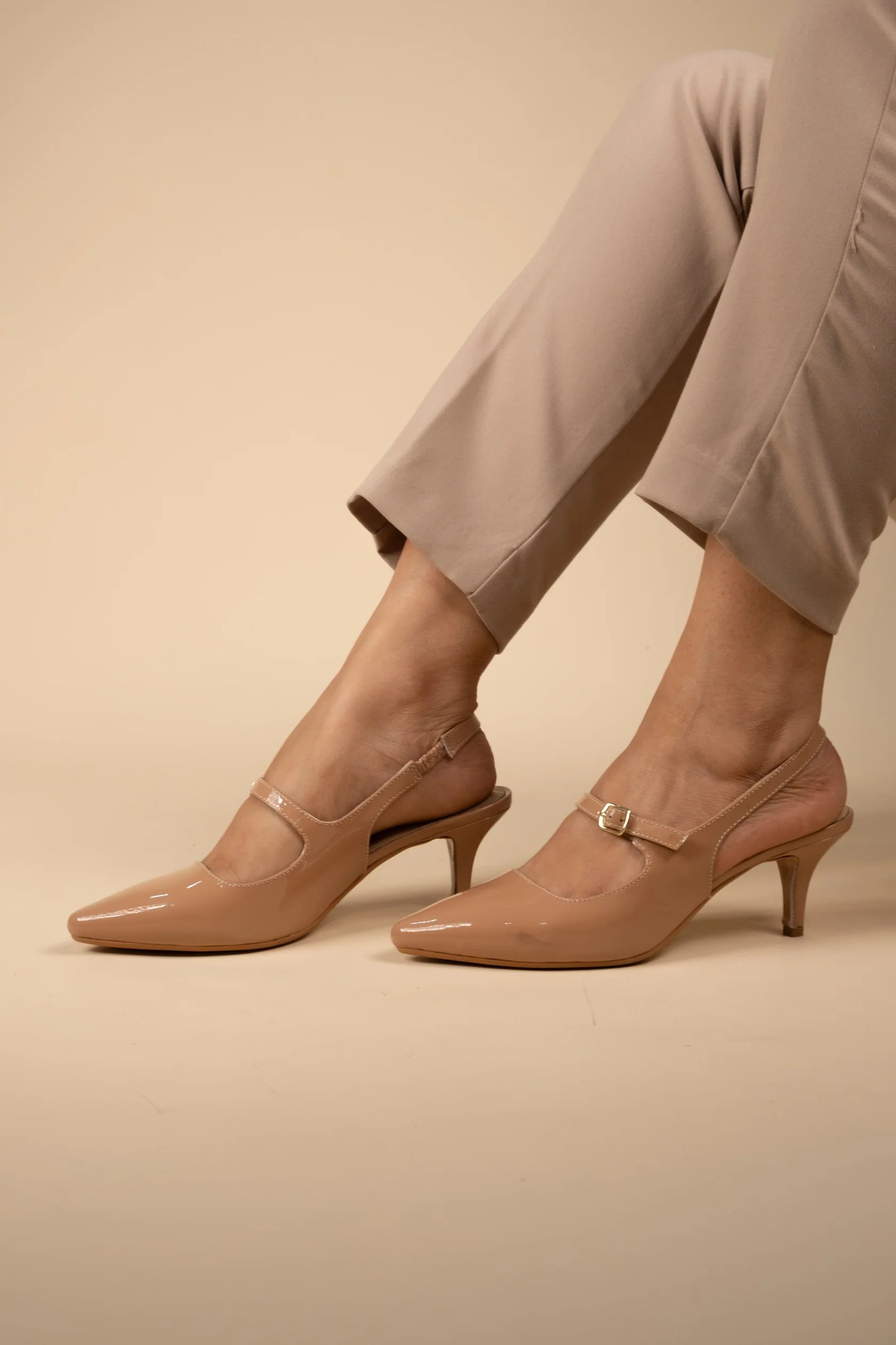 BRIZA Premium Leather Slingback Kitten Heels - The Heels India