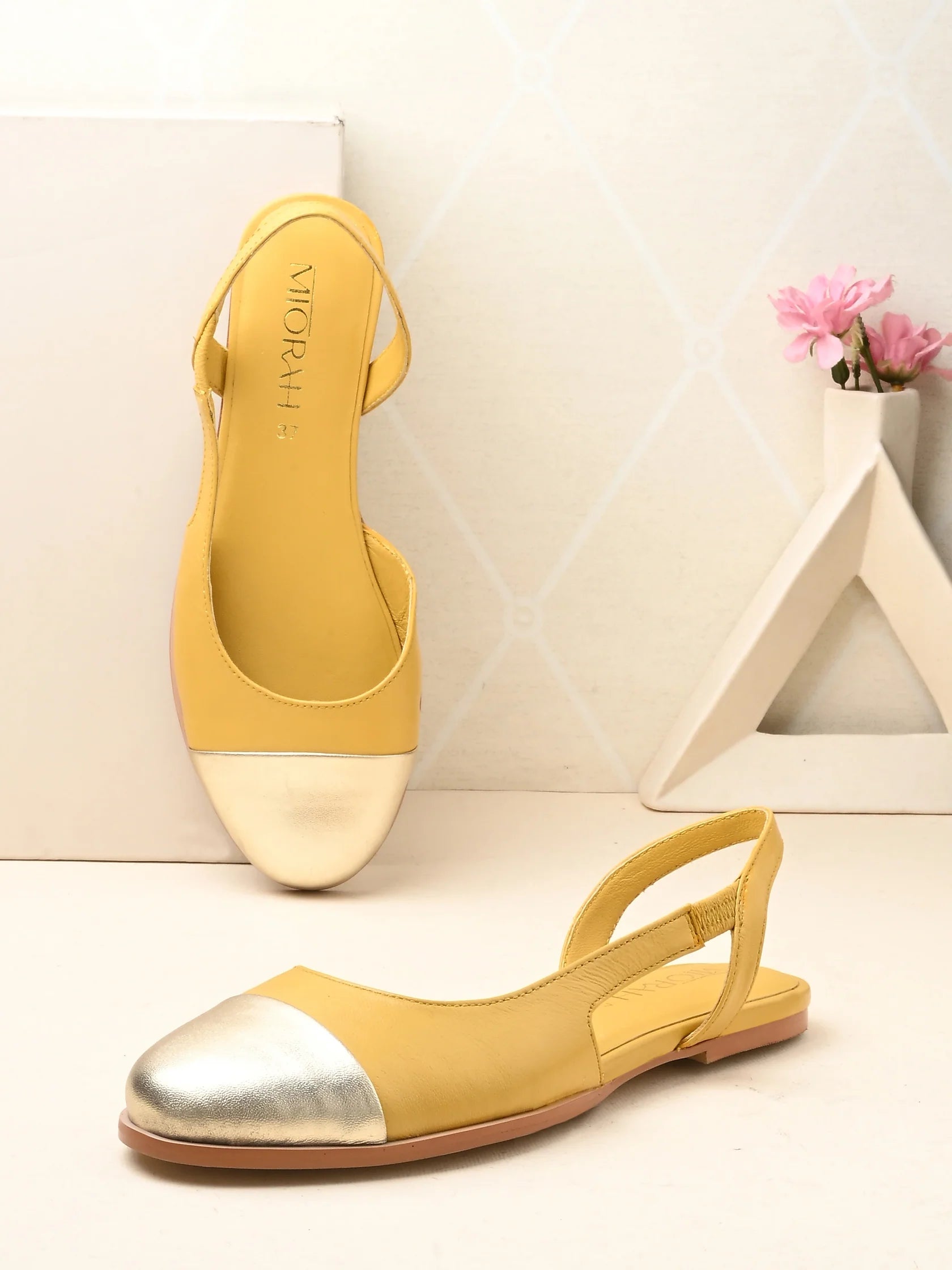 LUSH Premium Leather Round Toe Slingback Flat Ballerinas - The Heels India