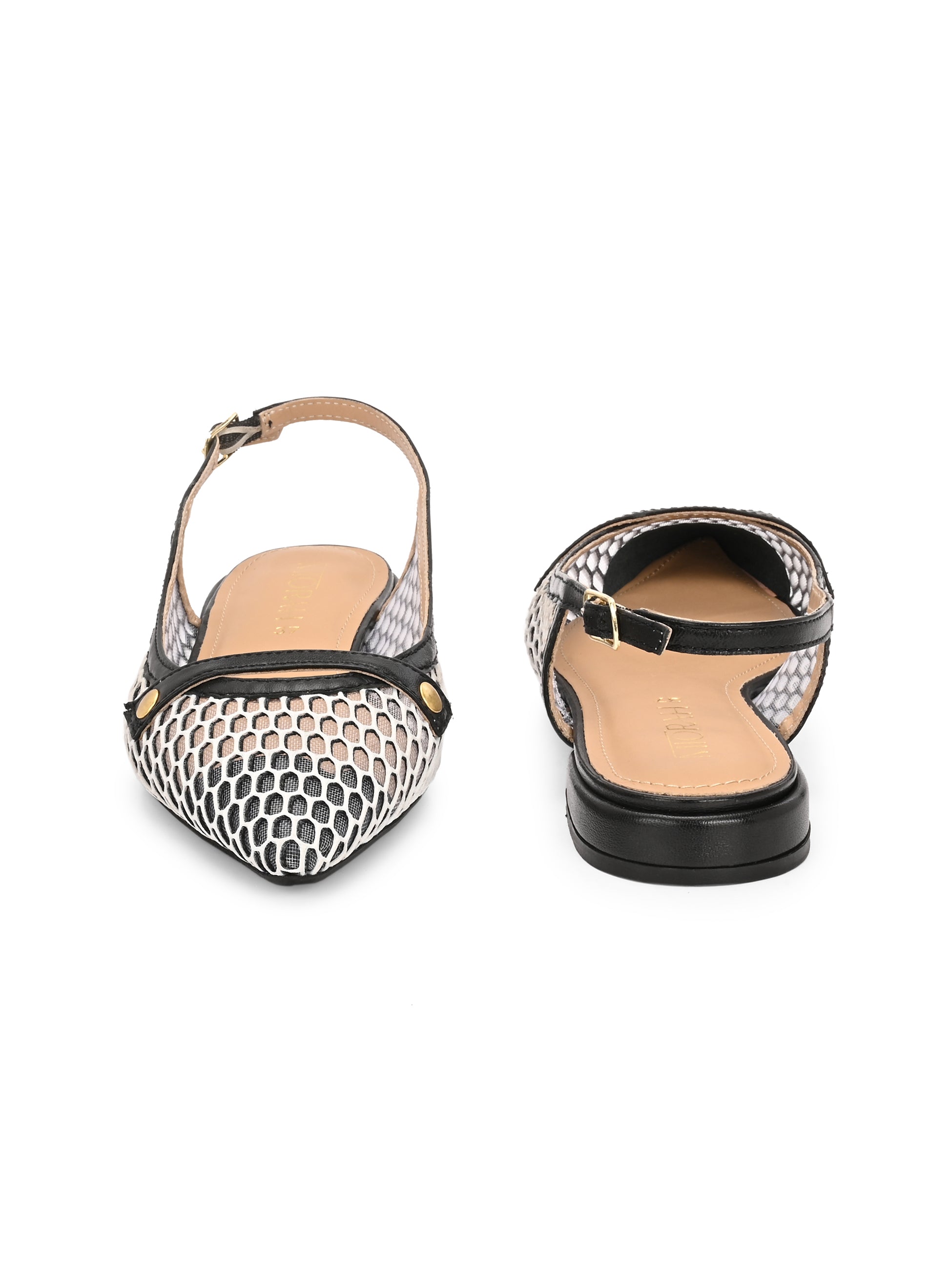 ALOHA Premium Leather Mesh Pointed Ballerinas