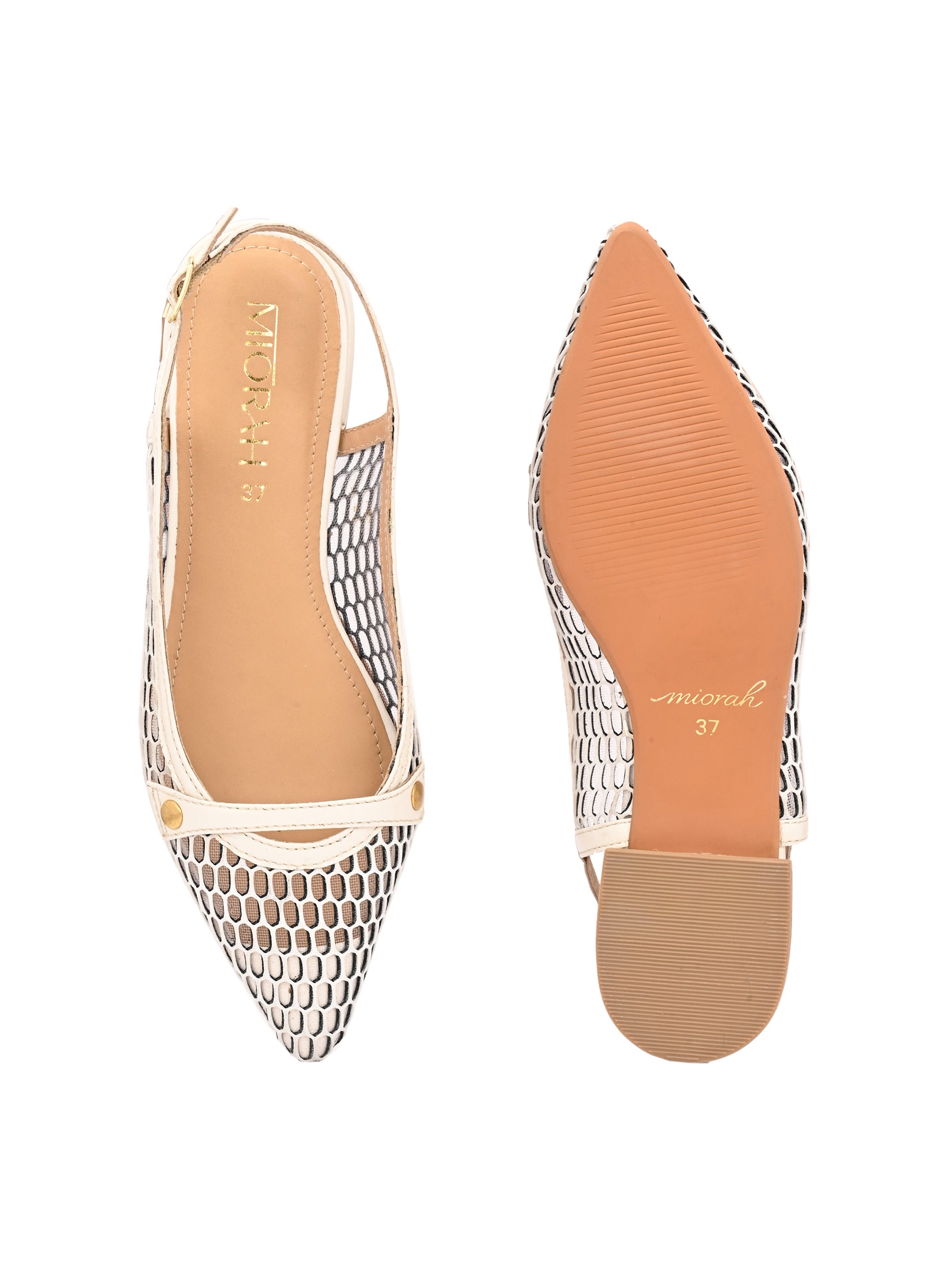 ALOHA Premium Leather Mesh Pointed Ballerinas