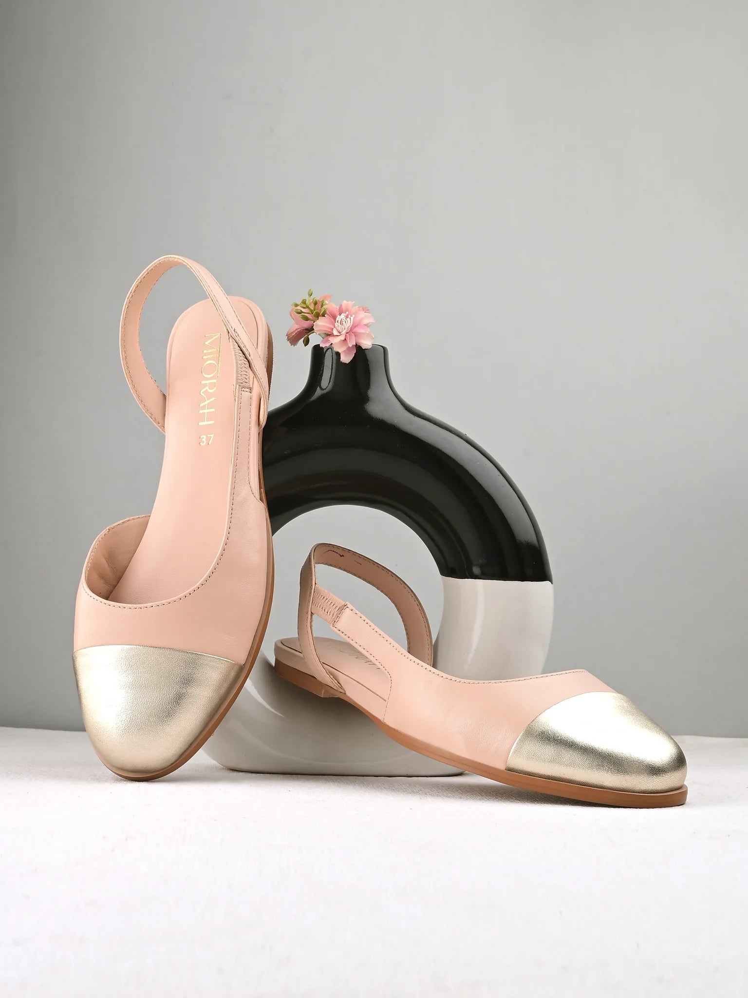 LUSH Premium Leather Round Toe Slingback Flat Ballerinas - The Heels India