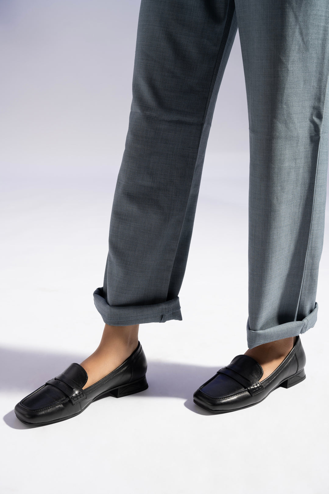SERENE Premium Leather Mid Heel Square Toe Loafers