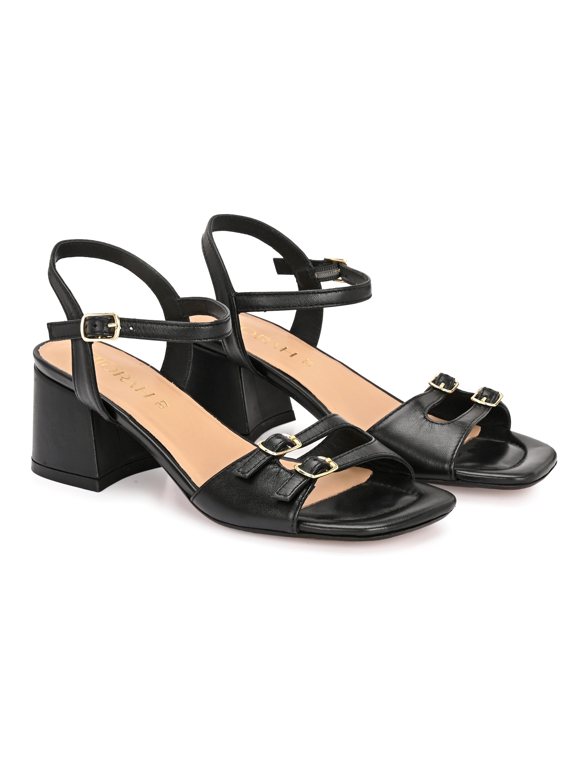 ROSELLE Premium Leather Block Heel Sandals