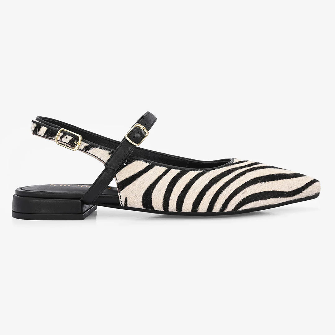 AVIRA Premium Leather Sling Back Flat Mid Heel Ballerinas