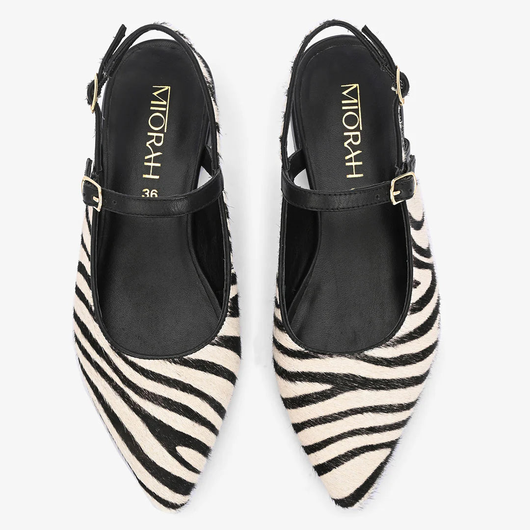 AVIRA Premium Leather Sling Back Flat Mid Heel Ballerinas