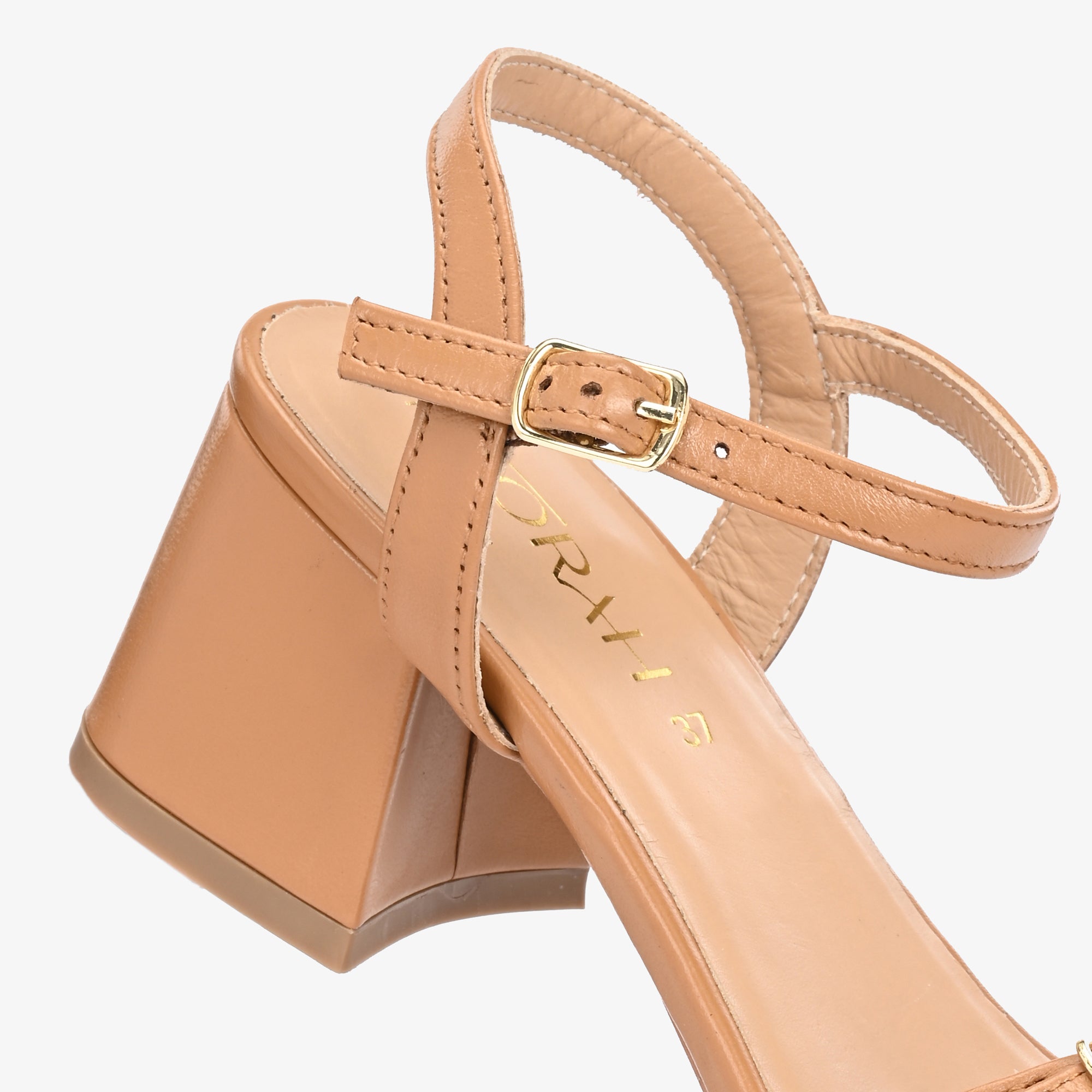 ROSELLE Premium Leather Block Heel Sandals