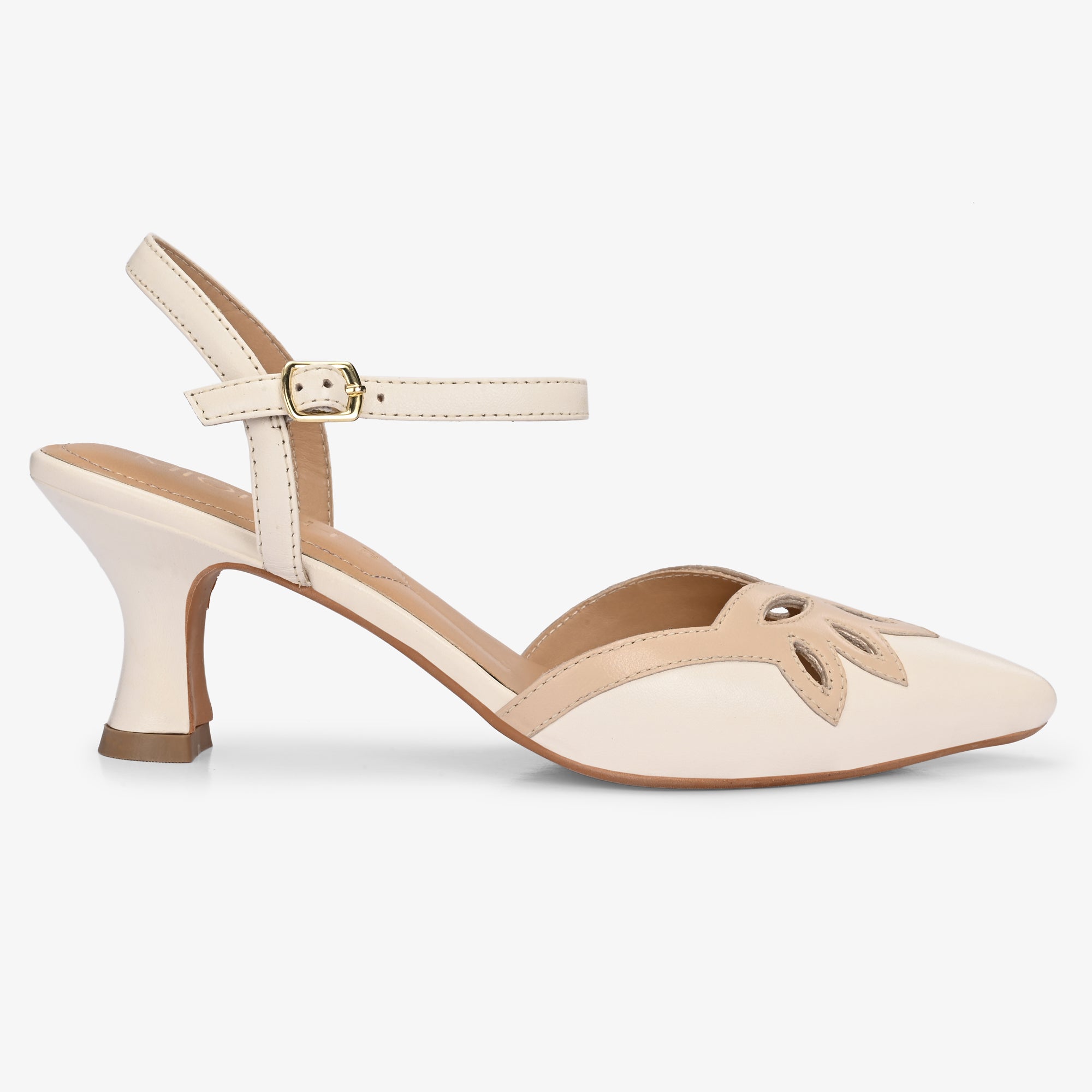 ELYSIA Premium Leather Ankle Strap Kitten Heels