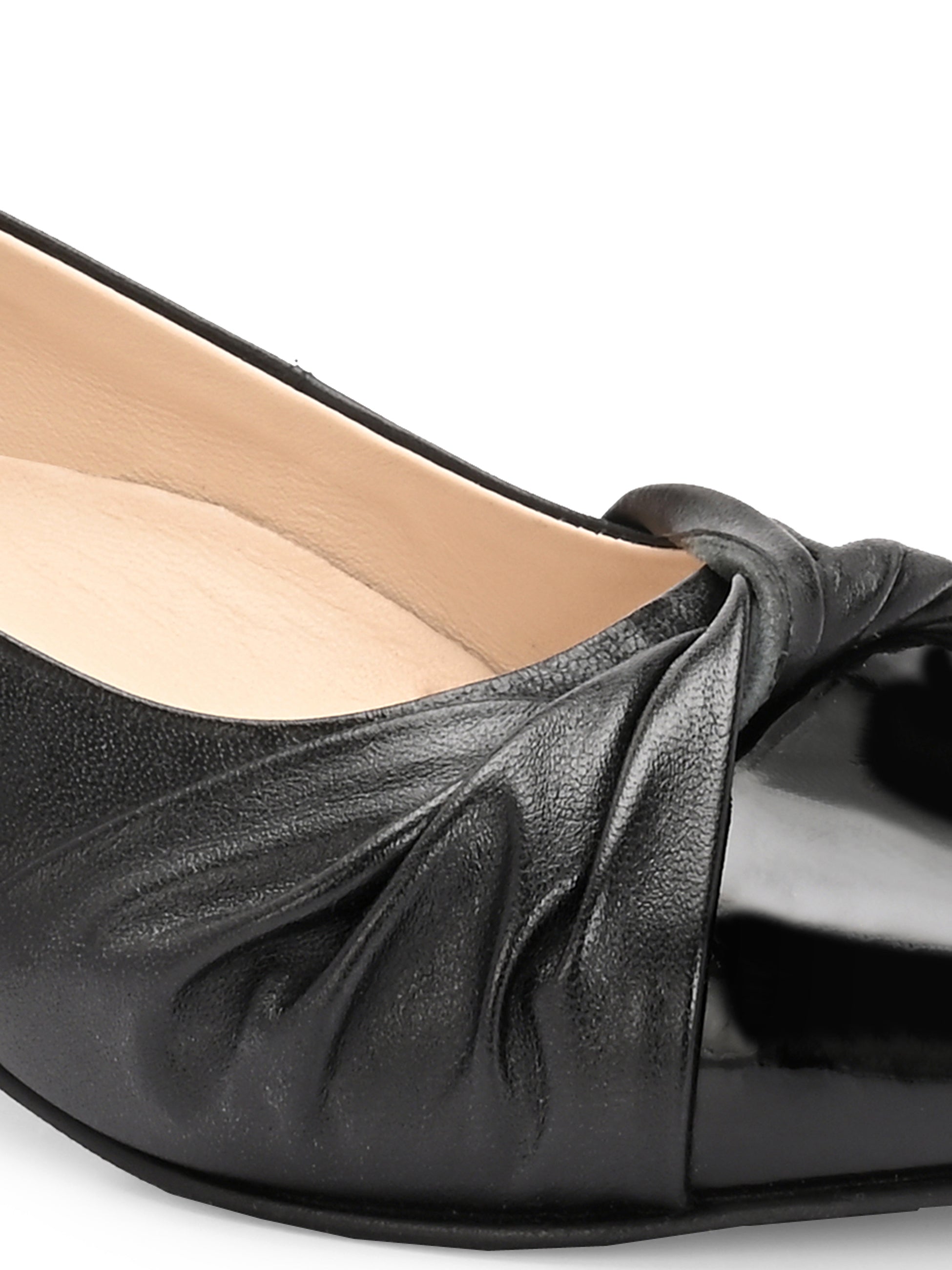 ZYRA Premium Leather Cap Toe Swirl Block Heels