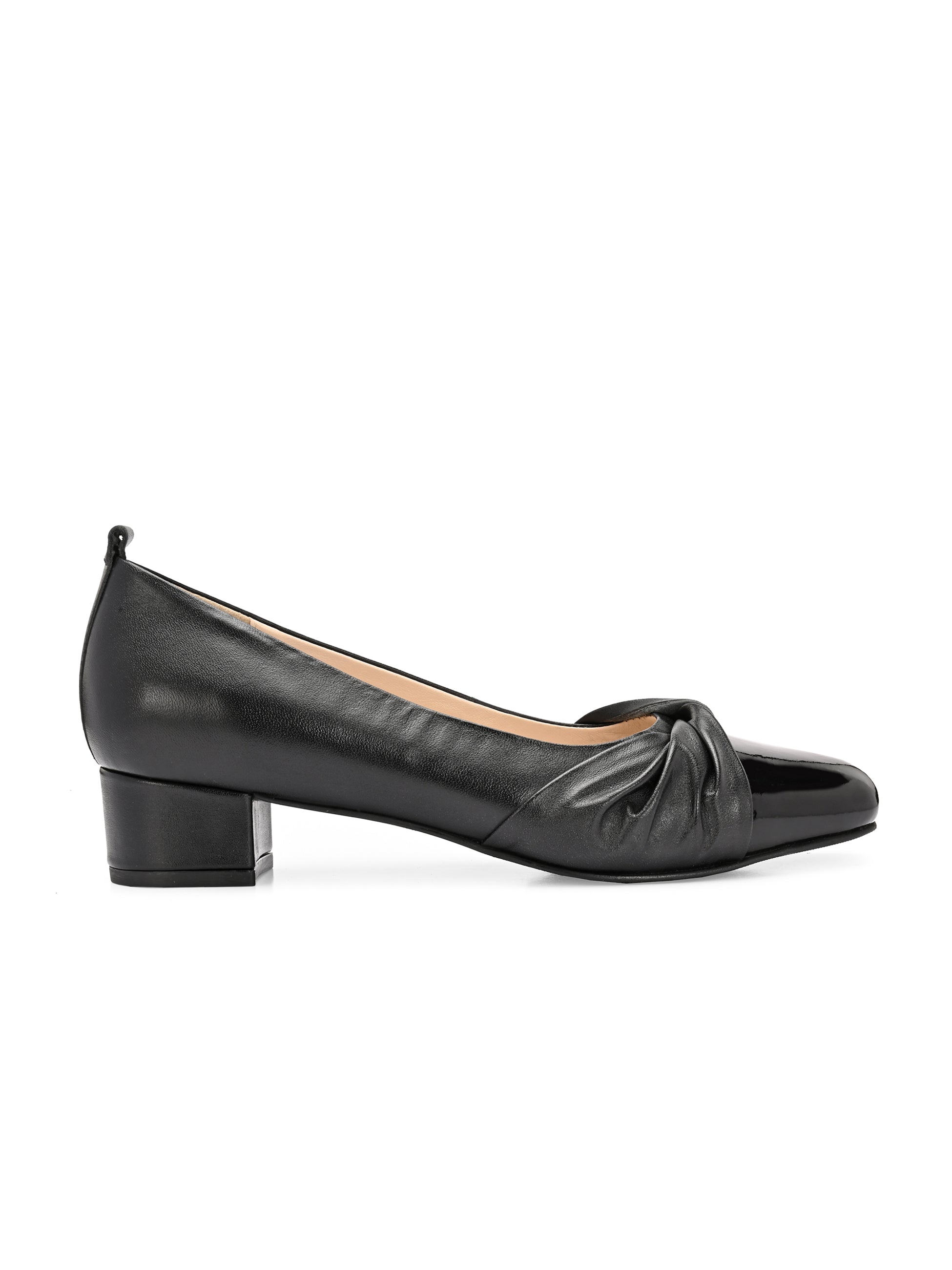 ZYRA Premium Leather Cap Toe Swirl Block Heels