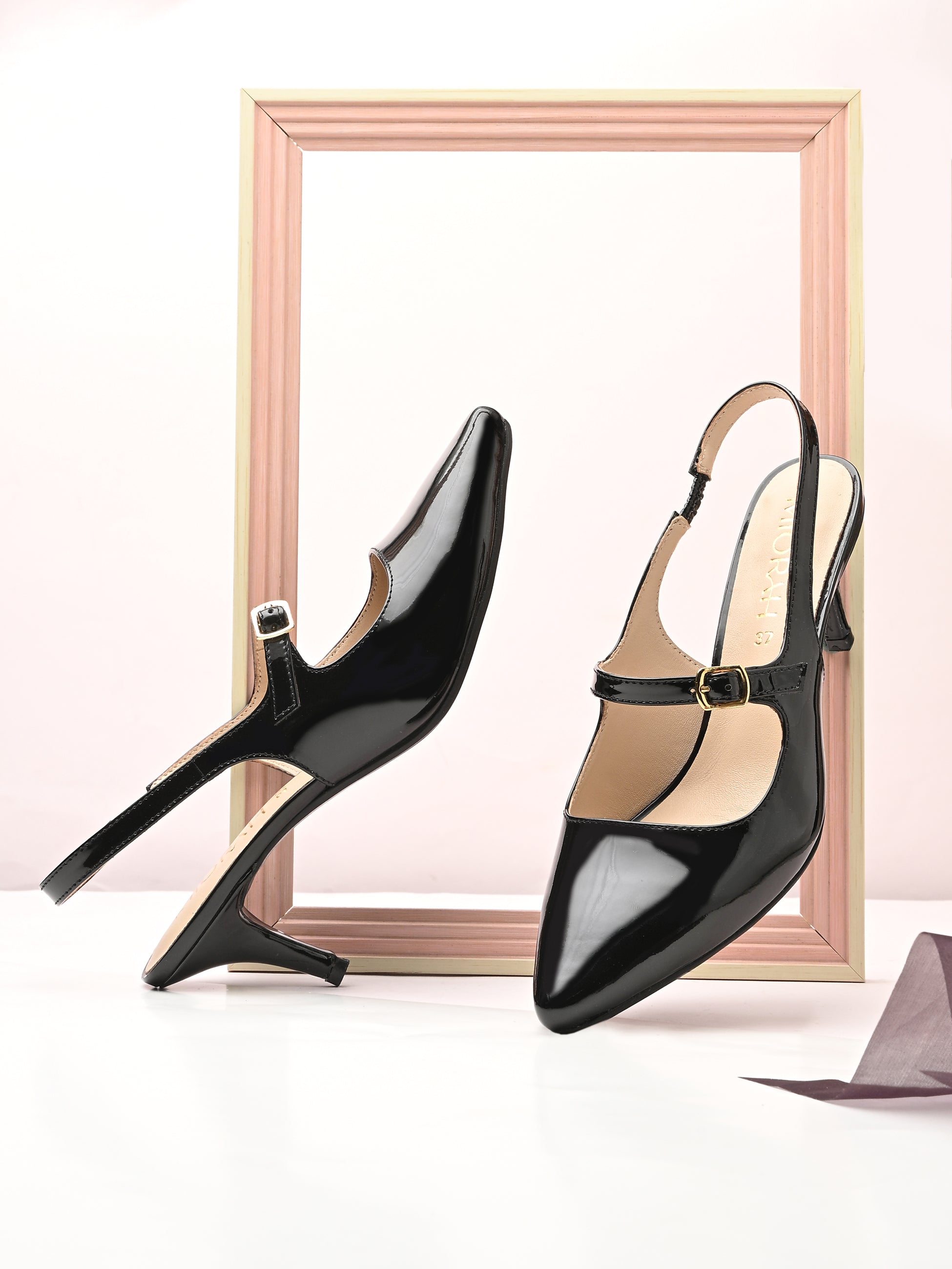 BRIZA Premium Leather Slingback Kitten Heels