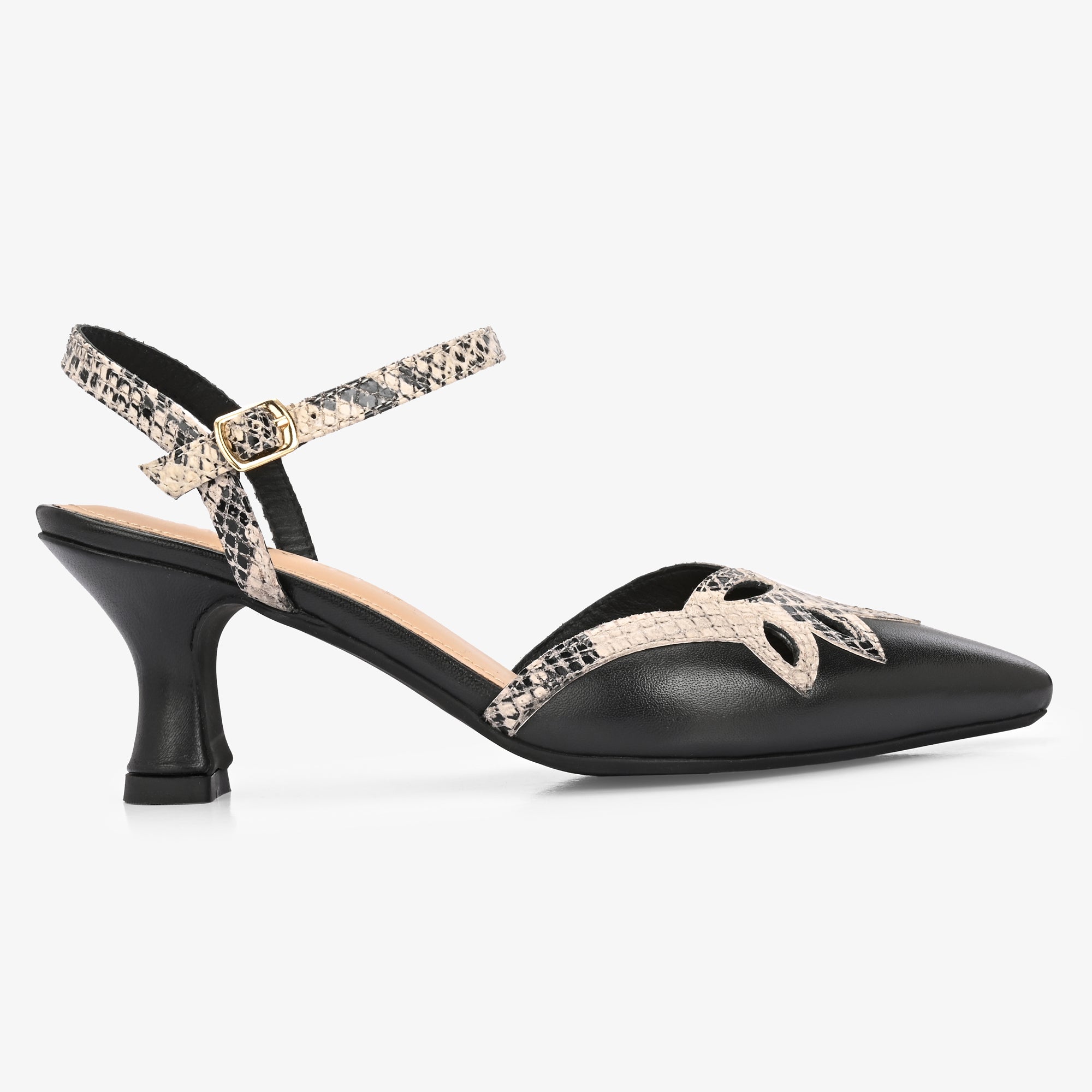 ELYSIA Premium Leather Ankle Strap Kitten Heels