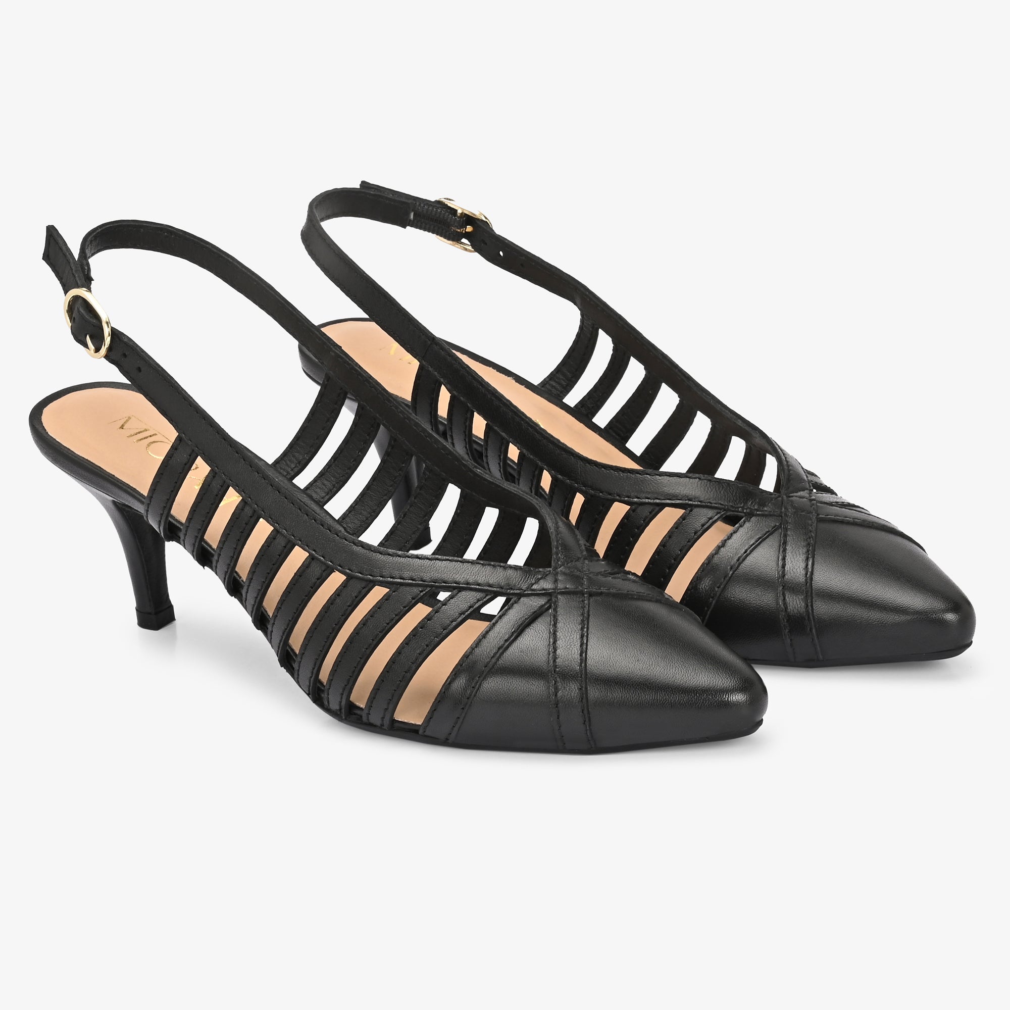 LEXA Premium Leather Slingback Kitten Heels
