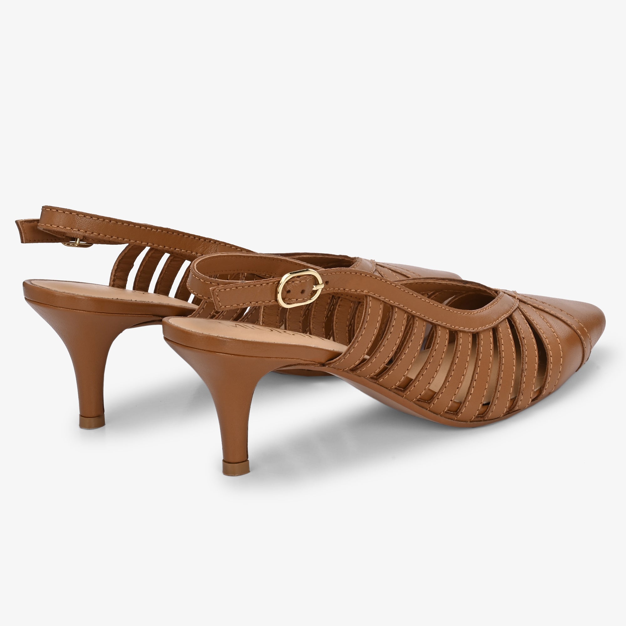 LEXA Premium Leather Slingback Kitten Heels