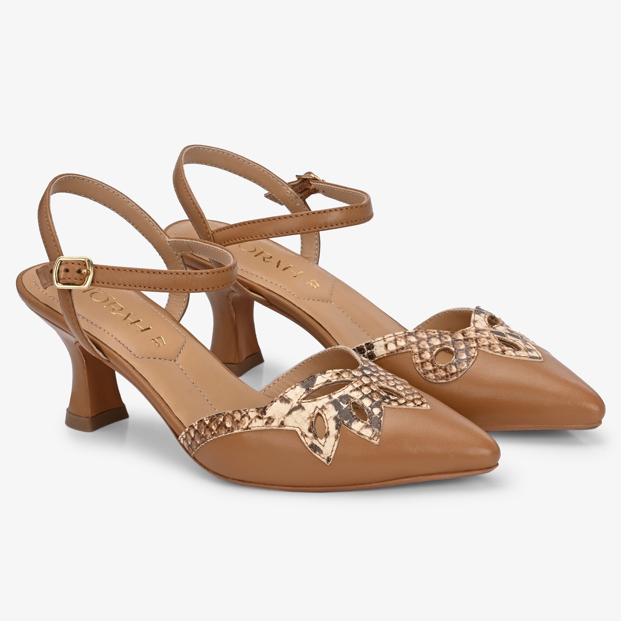 ELYSIA Premium Leather Ankle Strap Kitten Heels