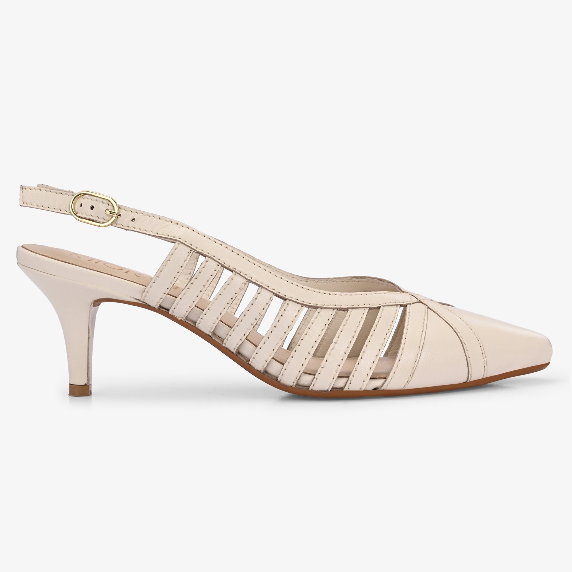 LEXA Premium Leather Slingback Kitten Heels