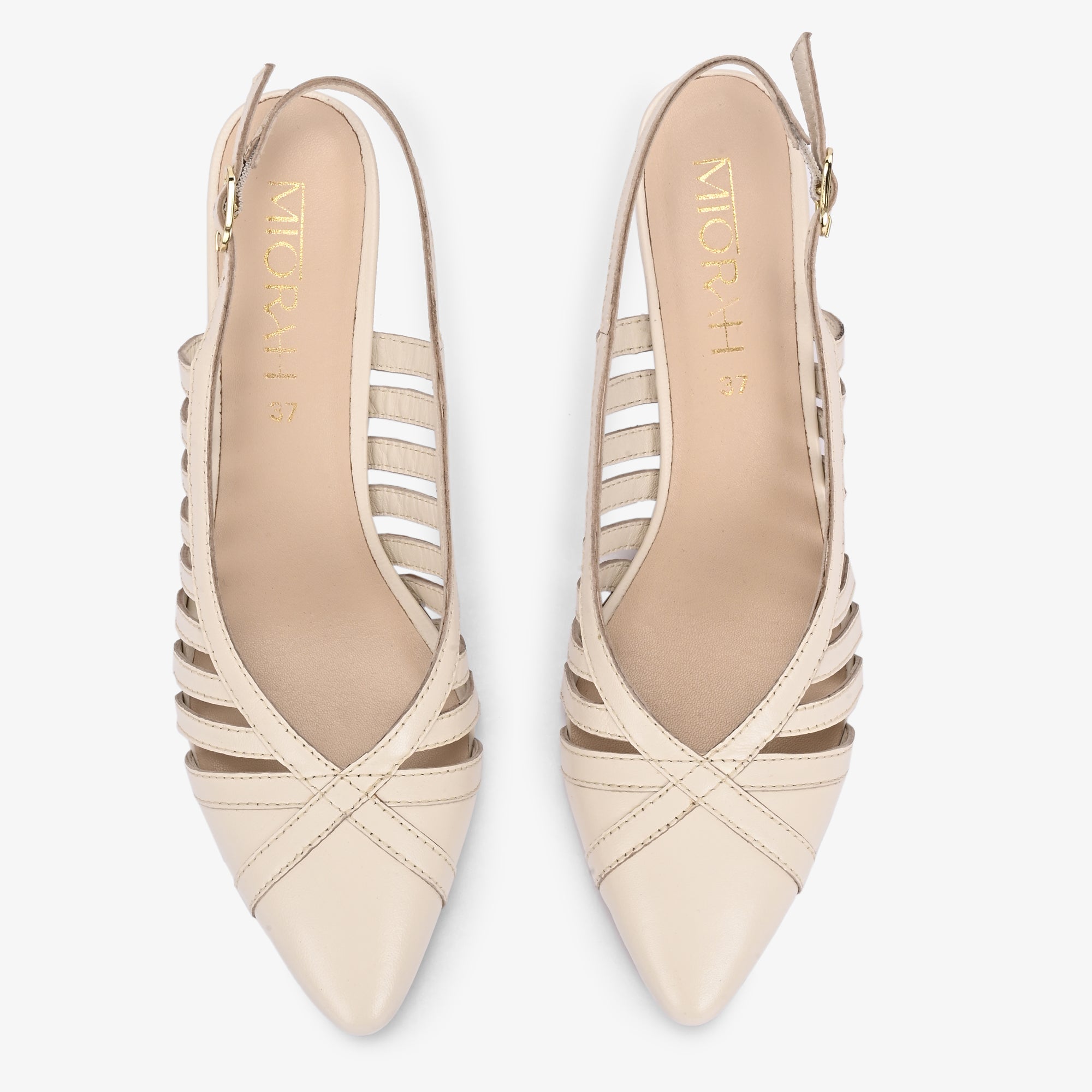 LEXA Premium Leather Slingback Kitten Heels