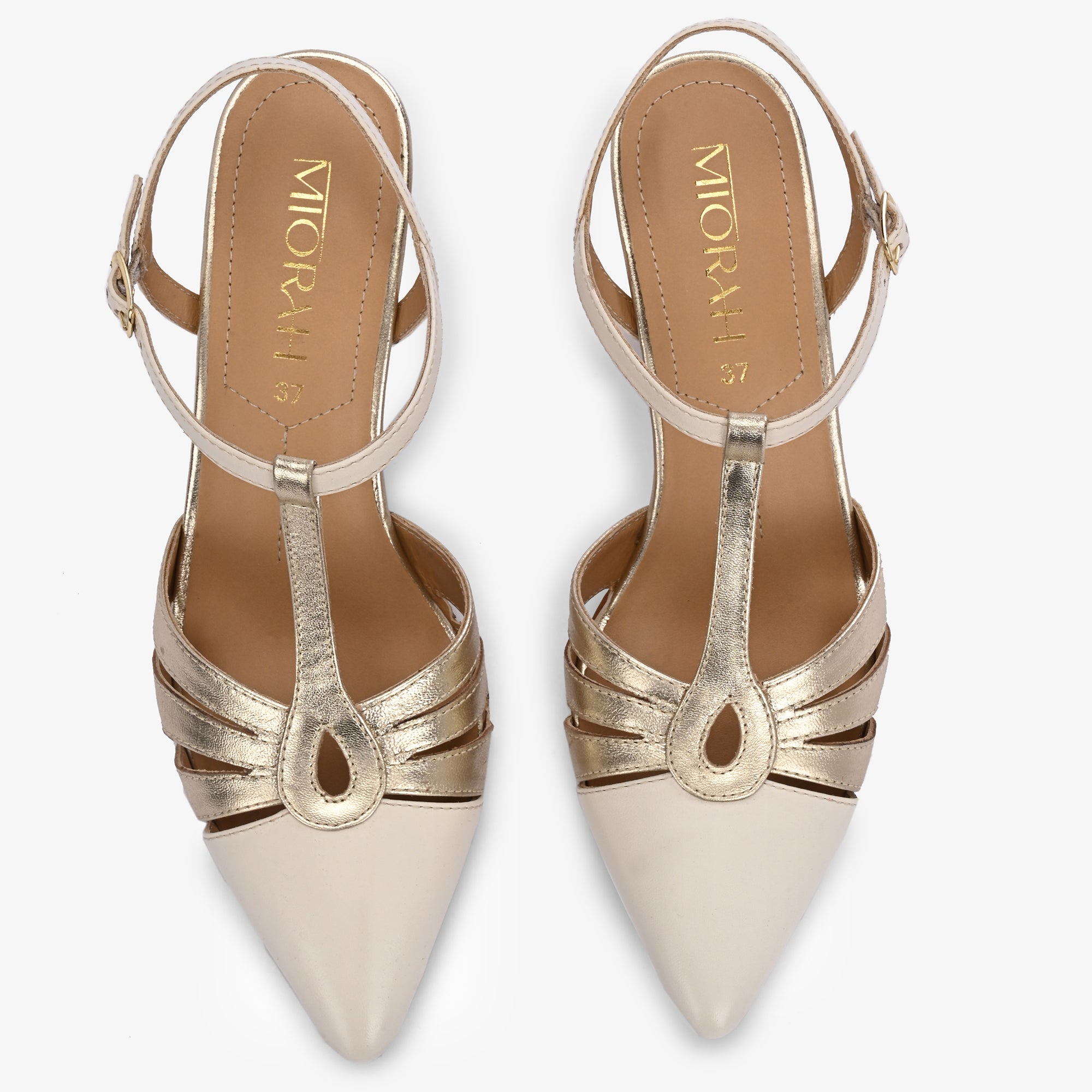 AMARA Premium Leather Ankle Strap Kitten Heels
