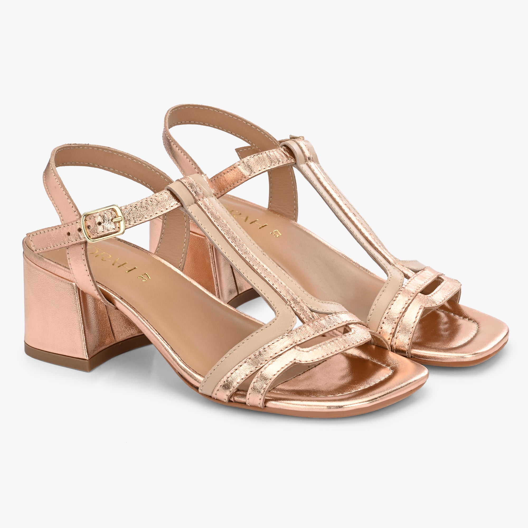 CRYSTA Premium Leather Block Heel Sandals