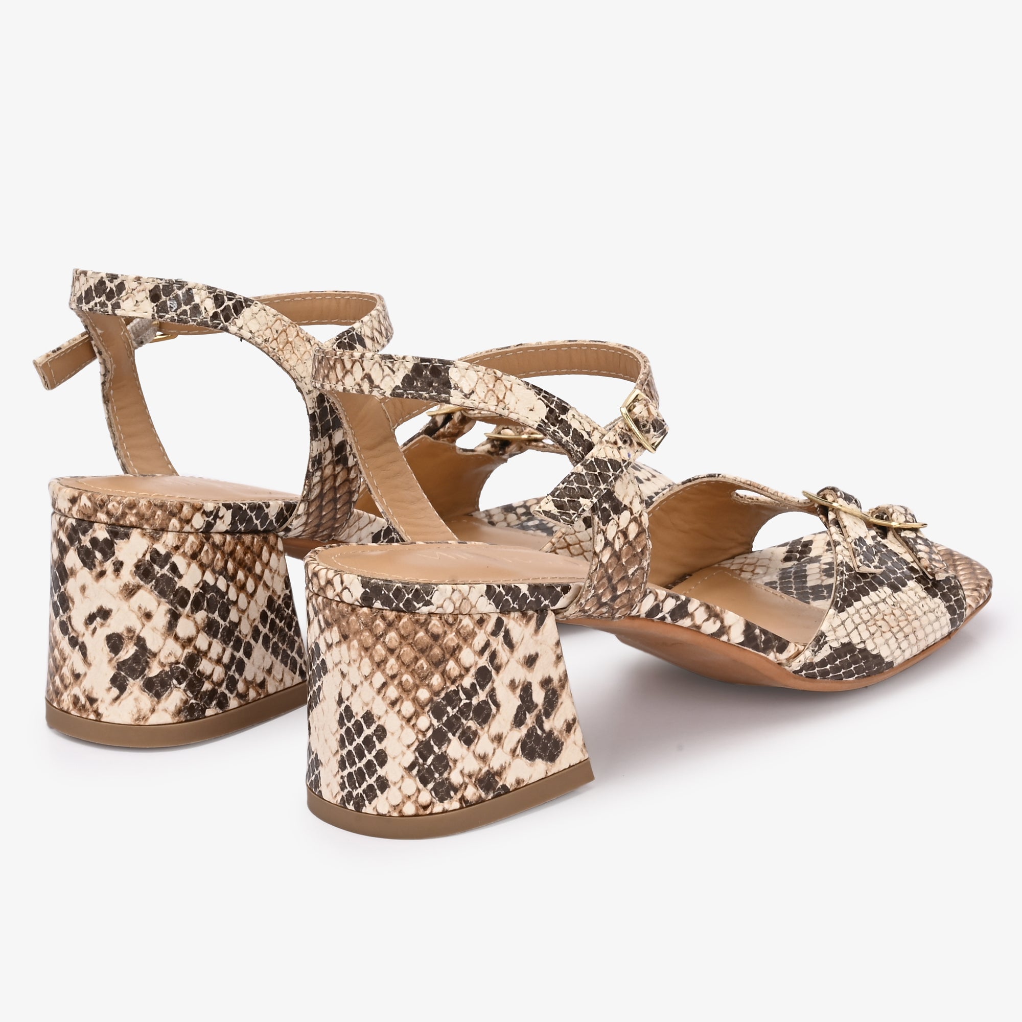 ROSELLE Premium Leather Block Heel Sandals