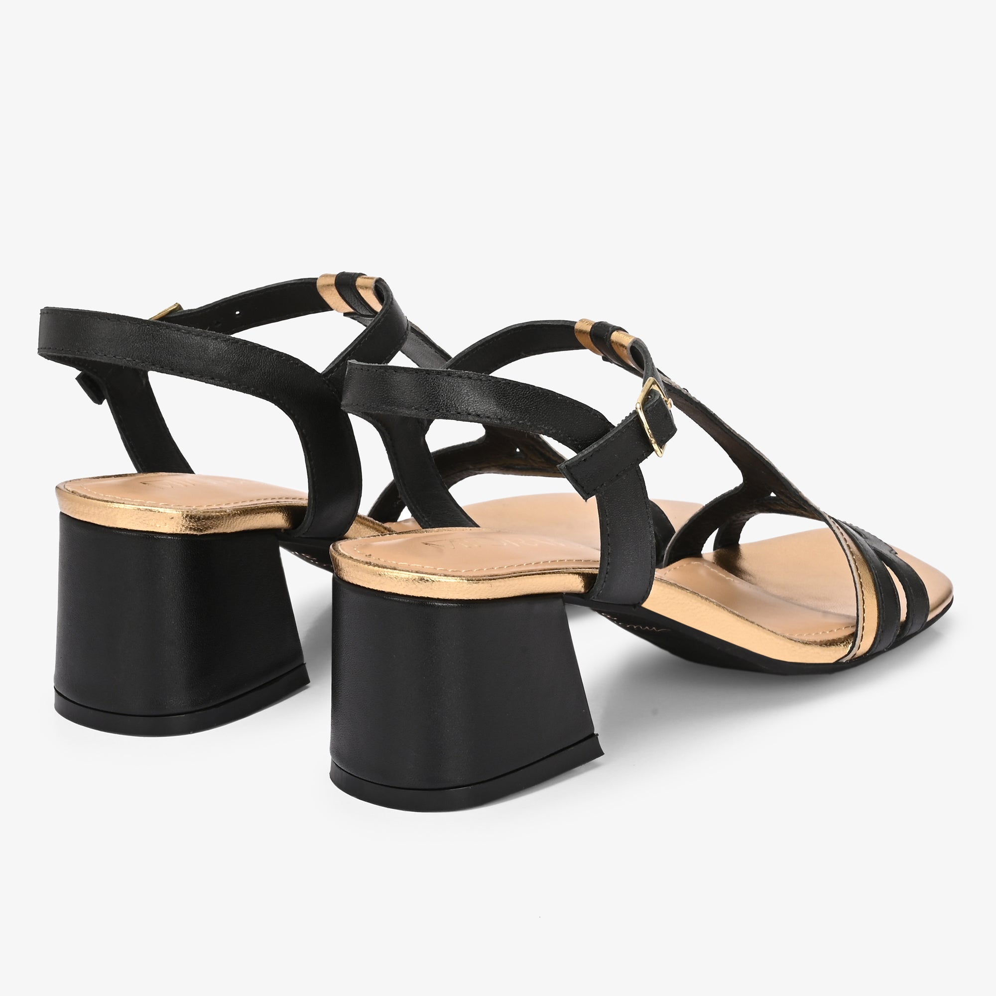 CRYSTA Premium Leather Block Heel Sandals
