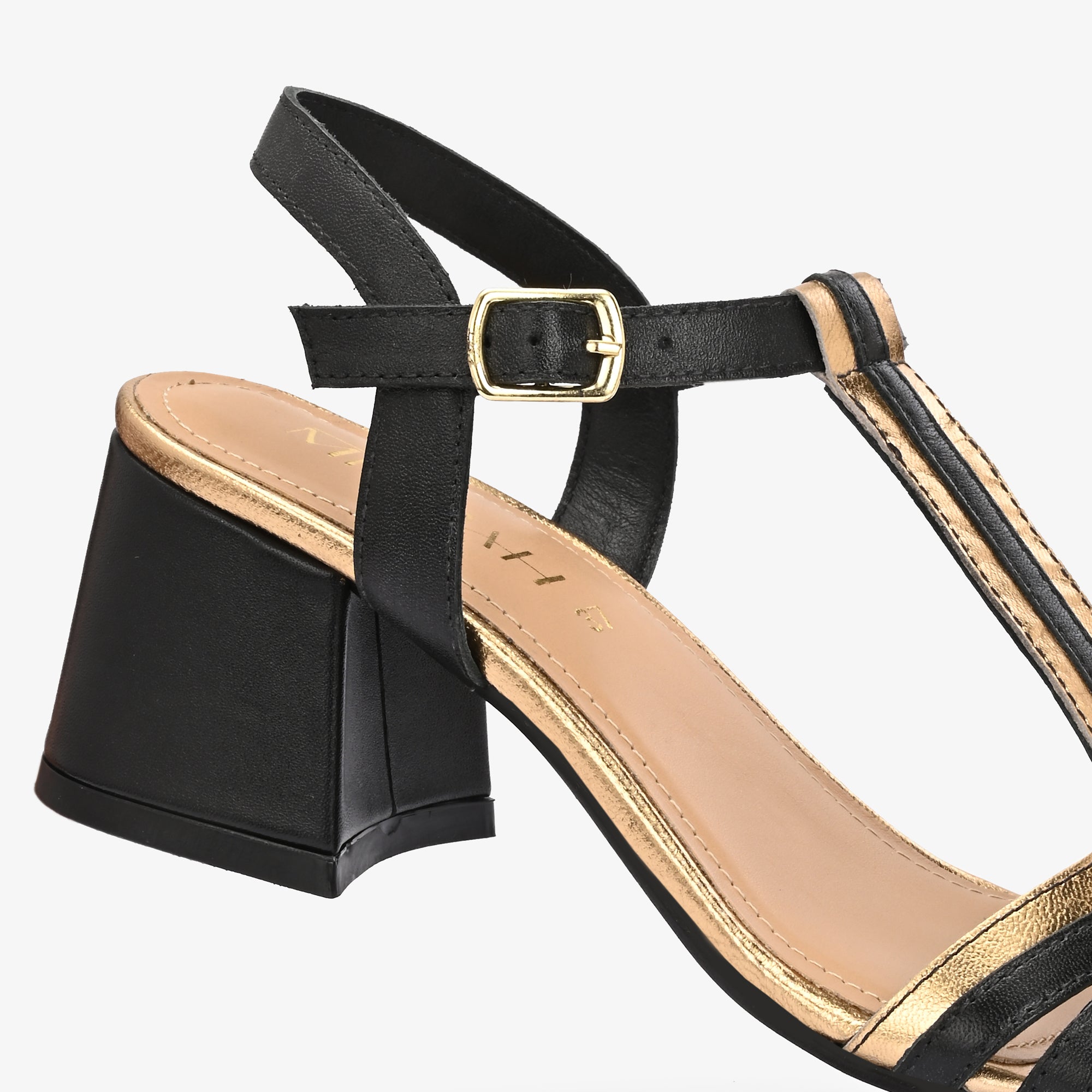 CRYSTA Premium Leather Block Heel Sandals