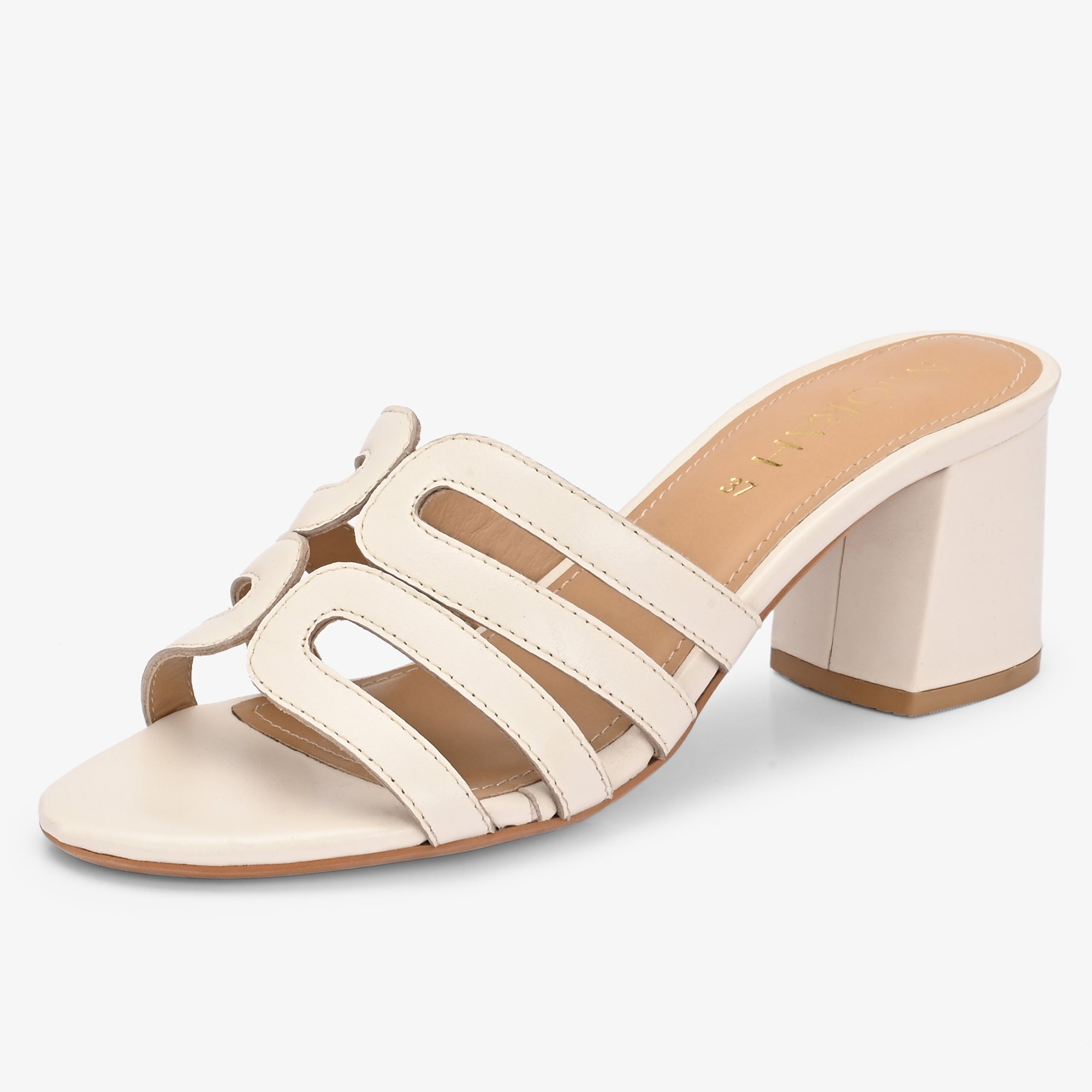 NYSSA Premium Leather Laser Cut Block Heels